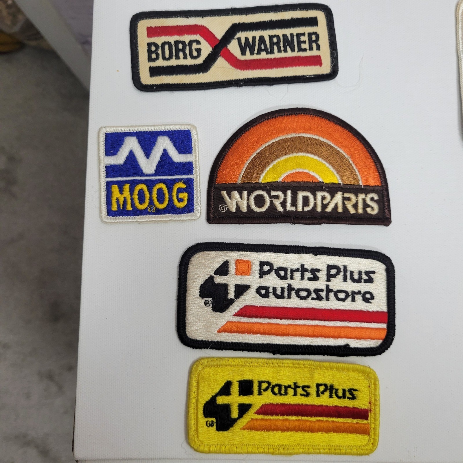 Lot of 5 Vintage Automotive Patches Embroidered Borg Warner Retro Racing Auto