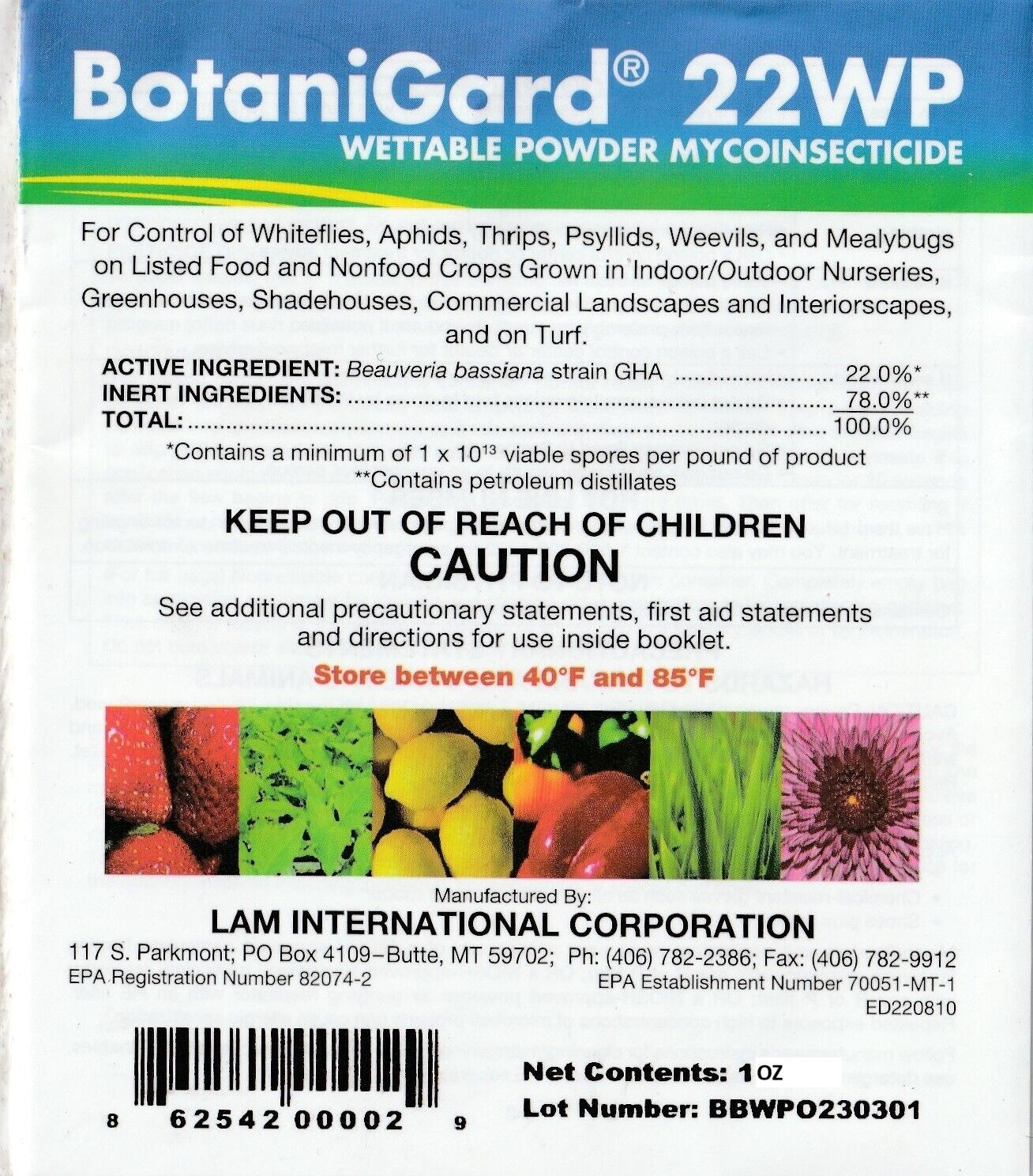 BotaniGard 22WP Non Chemical Biological Insecticide 1 Oz  Beauveria Bassiana