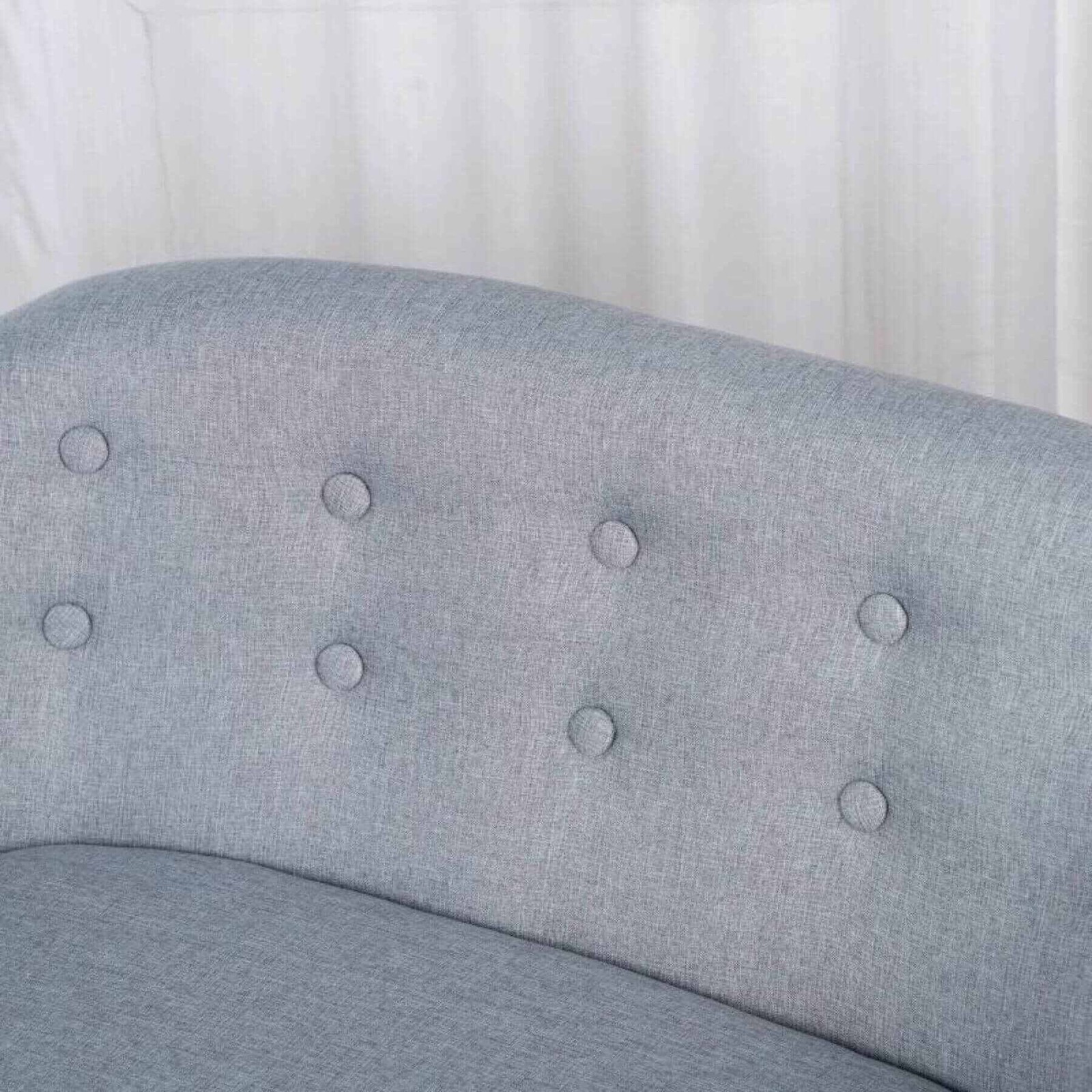 Qaba 2-Seat Kids Sofa Linen Fabric and Wooden Frame Sofa, Gray
