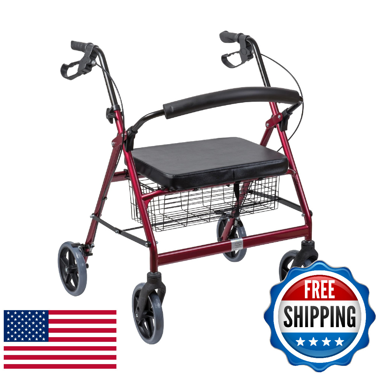 DMI Extra-Wide Heavy Duty Steel Bariatric Mobility Rollator Walker with Seat and