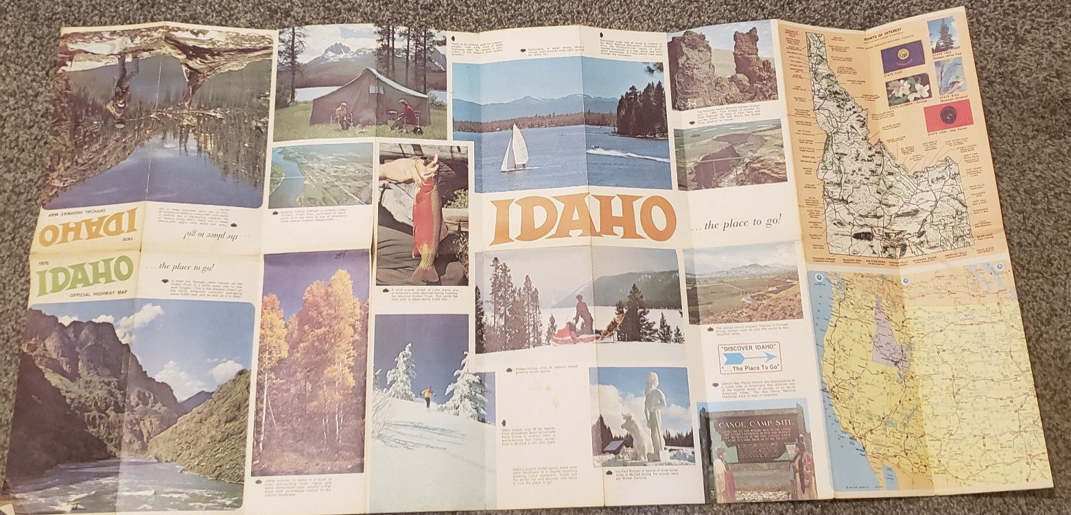 Idaho Official Highway Road Map 1970 Travel