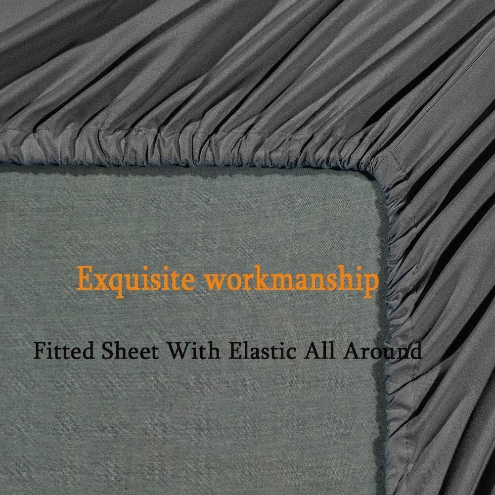 Luxury Queen Bed Sheet Set - 1800 Thread Count Super Soft Microfiber - Dark Grey
