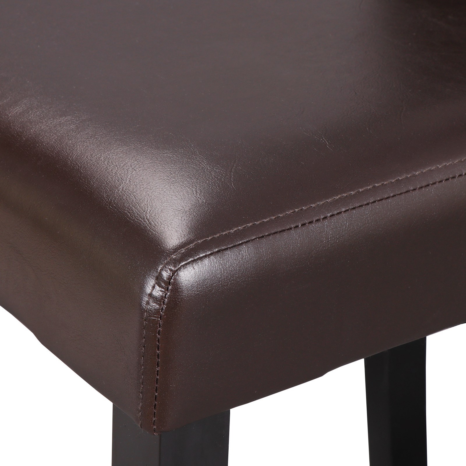 Dining Parson Chairs High Brown PU Leather Set of 4 Elegant Design Home Kitchen