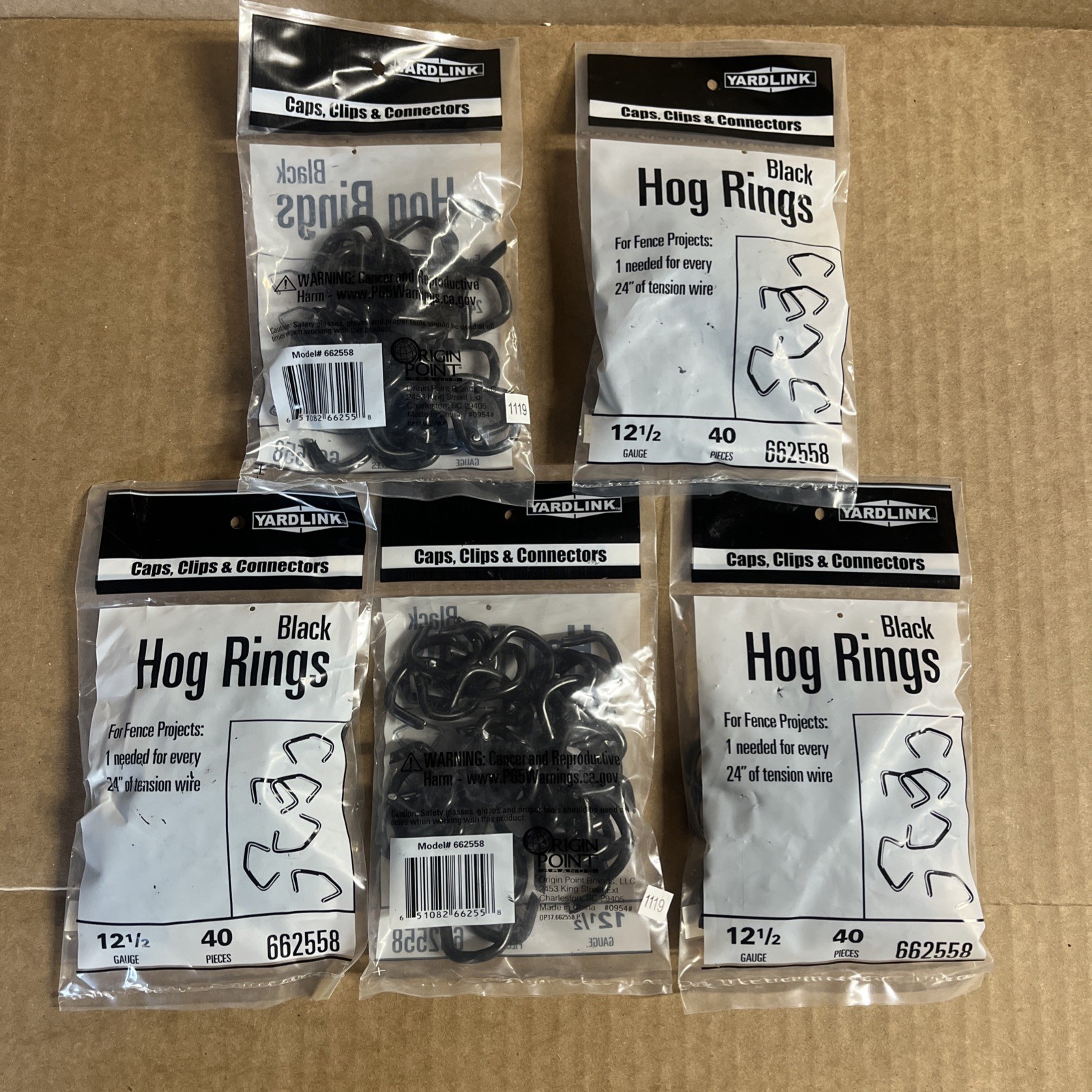 5 Packs of 40. 200 total YardLink Black Metal Fence Hog Rings 662558 12.5 Gauge