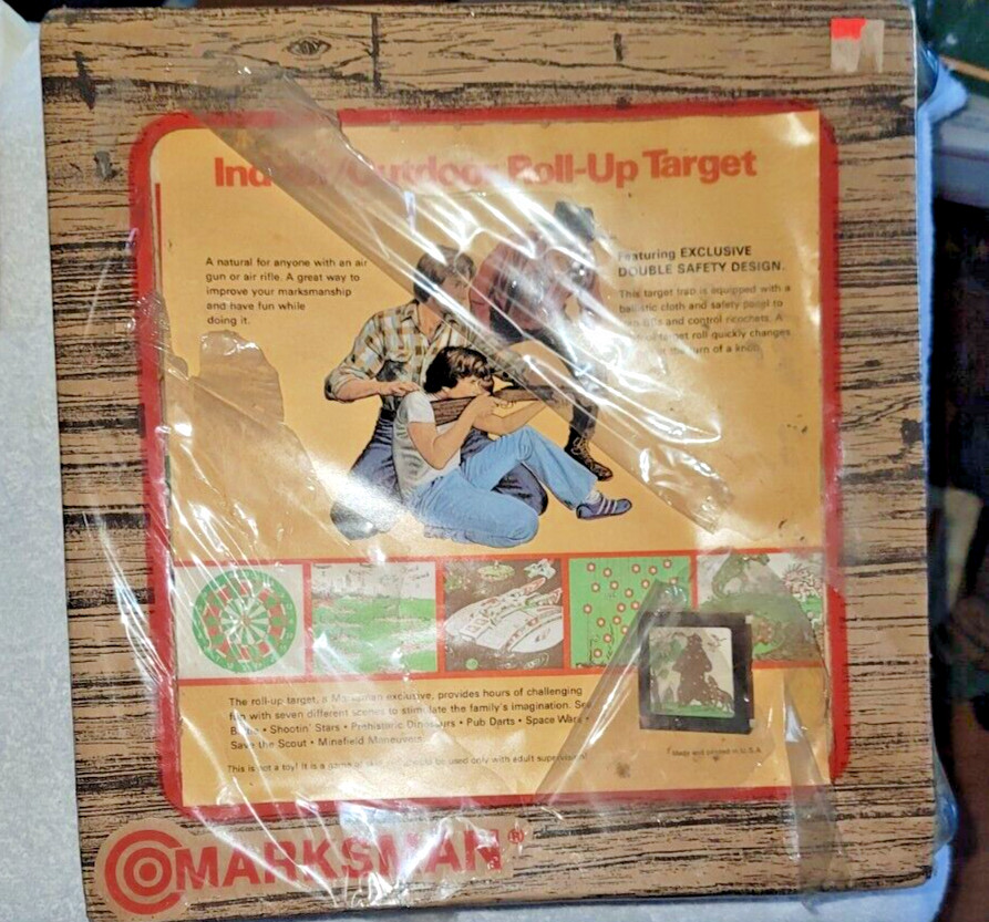 UNUSED Vintage 1970s  MARKSMAN Gun Target BB Range~Indoor SHRINK TORN