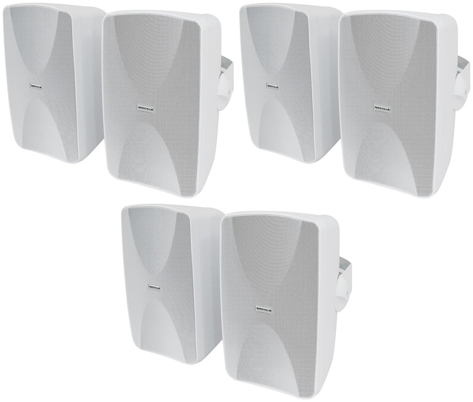 6 Rockville WET-6525W 6.5" 70V Commercial Indoor/Outdoor Wall Speakers in White
