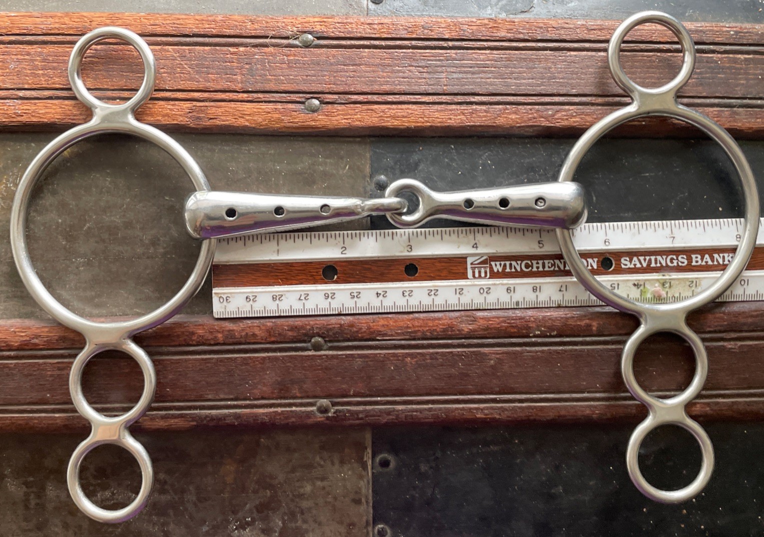 4 RING ELEVATOR BIT Hollow, Wet, Mouth, Snaffle, 5" jumping bit
