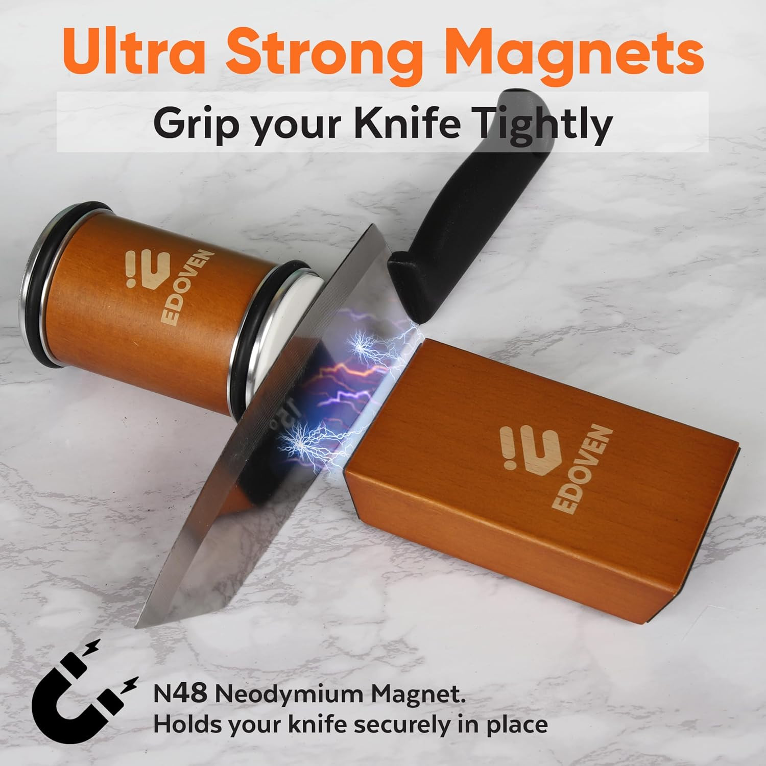 Knife Sharpener Tool – Rolling Knife Sharpener Kit with Leather Strop, Magnetic