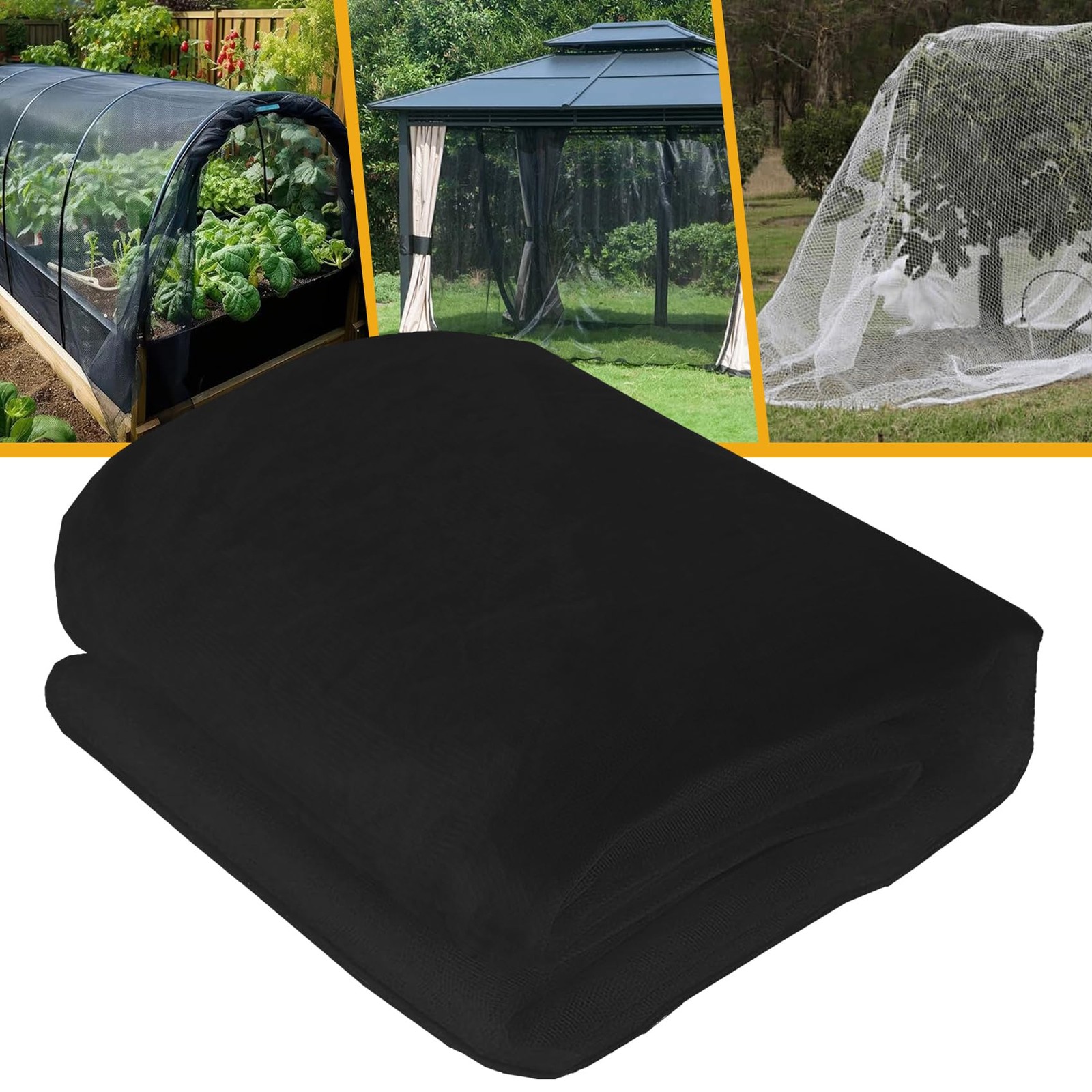 Garden Mosquito Netting 10 x 39 Ft – 1mm Fine Mesh Pest 10 x 39FT, Black