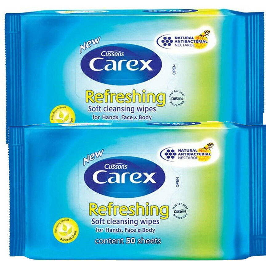2 Packs Carex Soft Cleansing Wipes Alcohol Free for Body, Hands and Face