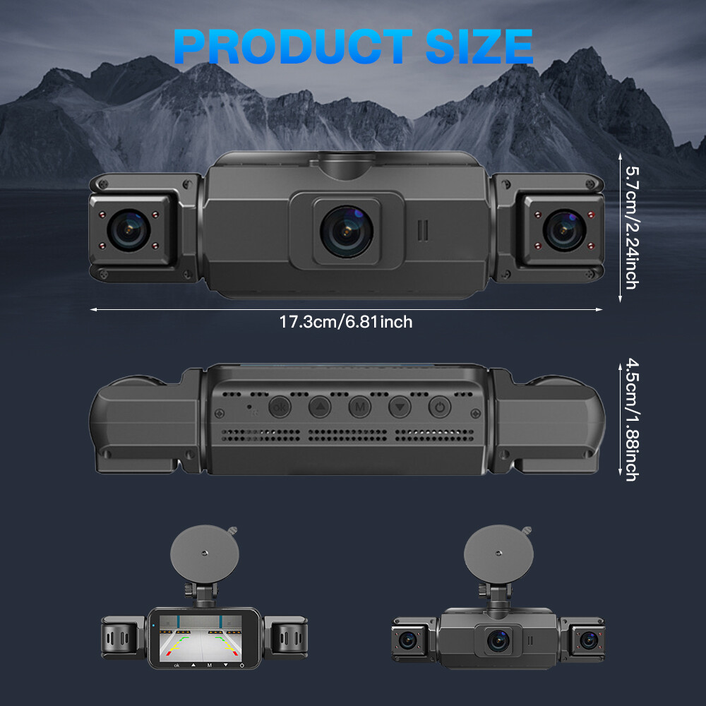 360 Degree View 4 Channel Dash Cam Front and Rear Inside Left Right, Dash Camera