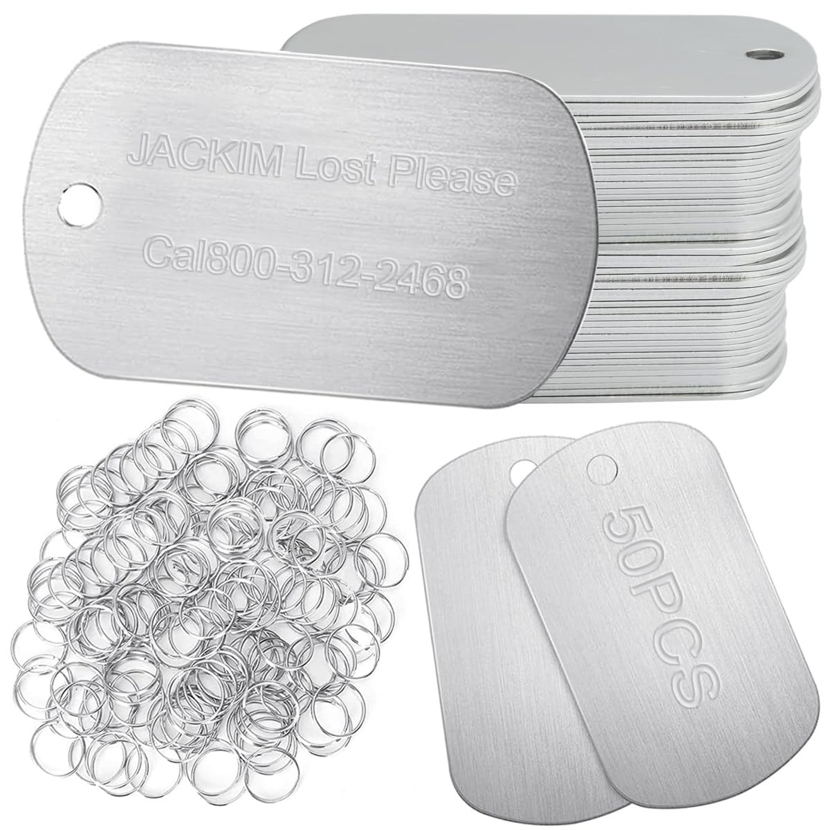 LOSYHU 50 Pack Silver Blank Aluminum Label Tags 1.97*1.1*0.04 inches, Sliver