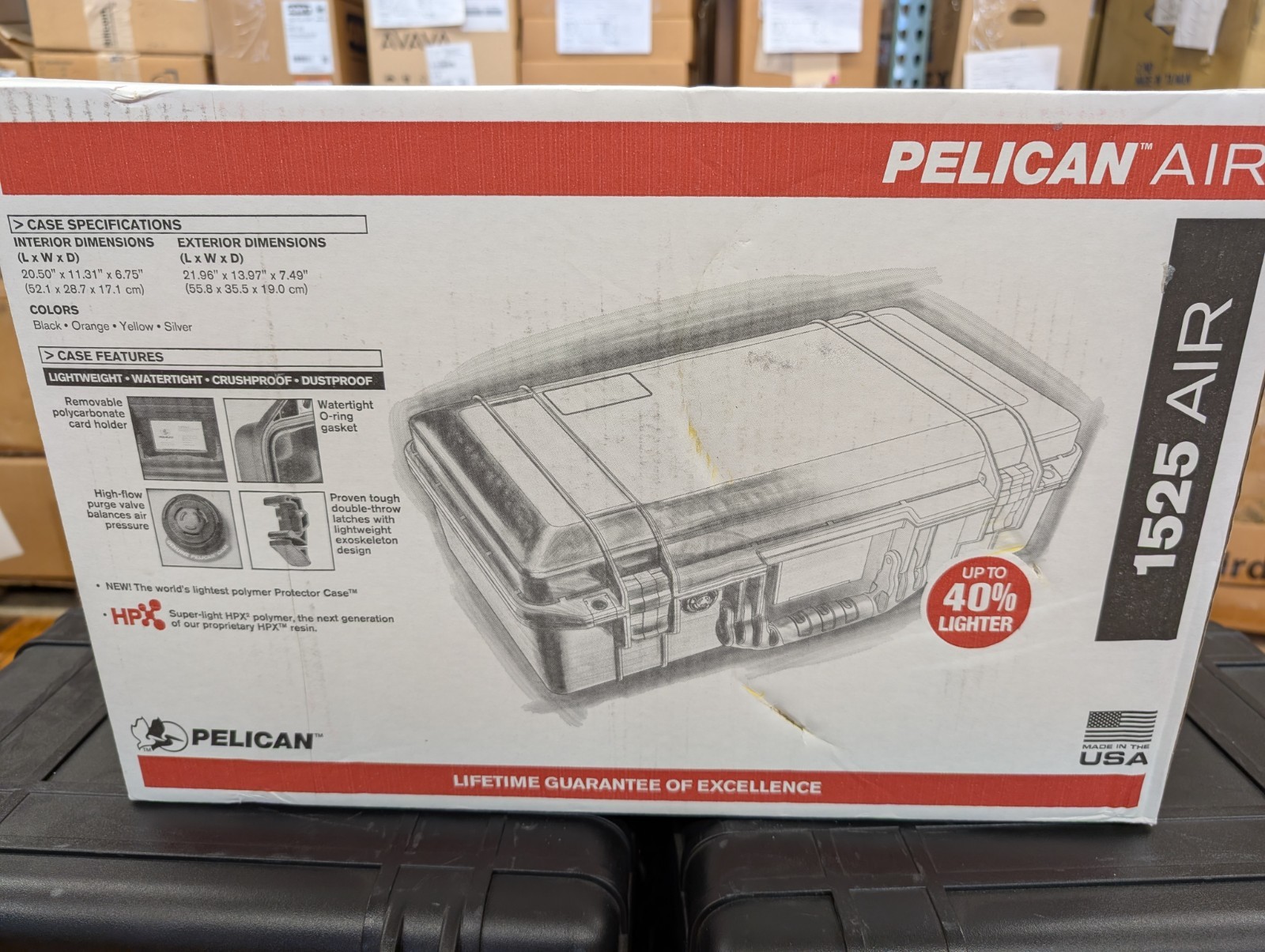 New, Pelican, 1525AIR, Light Weight Protective Case, 20.50 x 11.31 x 6.75"
