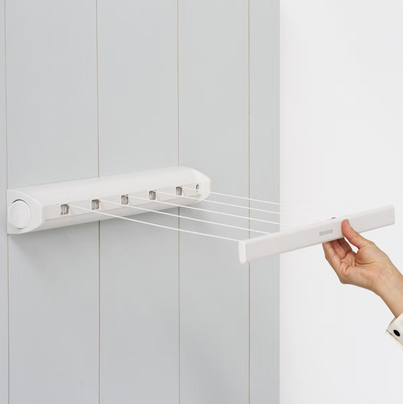 Brabantia Pull-Out Drying Clothesline Matte Steel Wall Mount Retractable 75 Ft