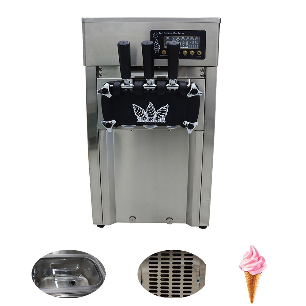 16-18L/H Speed Commercial Soft Serve Ice Cream Machine 3 Flavor W/LED Display
