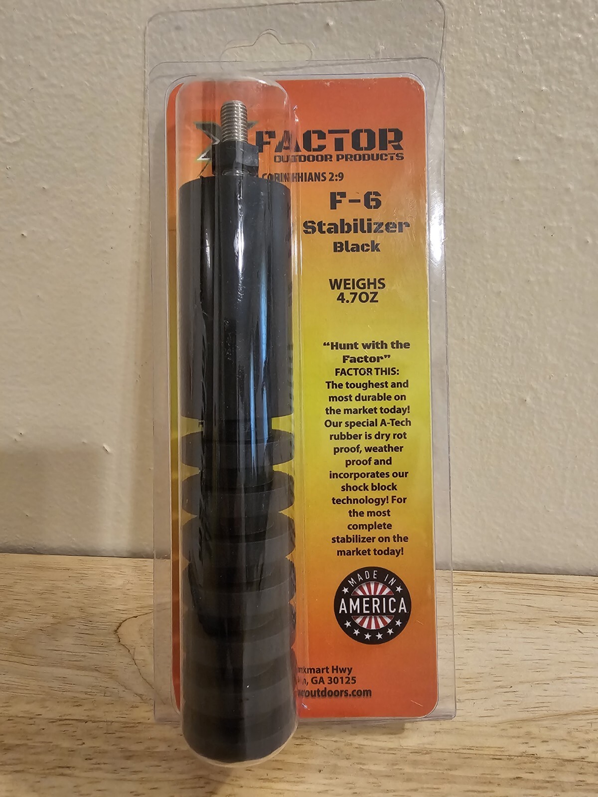X Factor F-6 Bow Stabilizer Black  6 inch 4.7oz