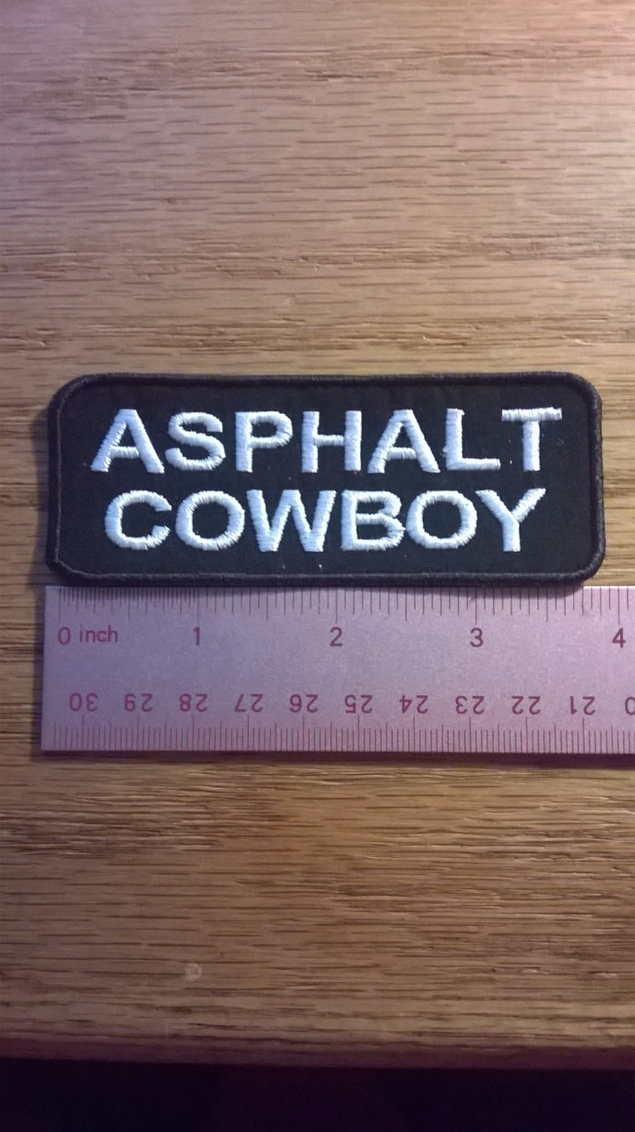 BIKER PATCH "ASPHAULT COWBOY" BLK/WHT NEW NICE