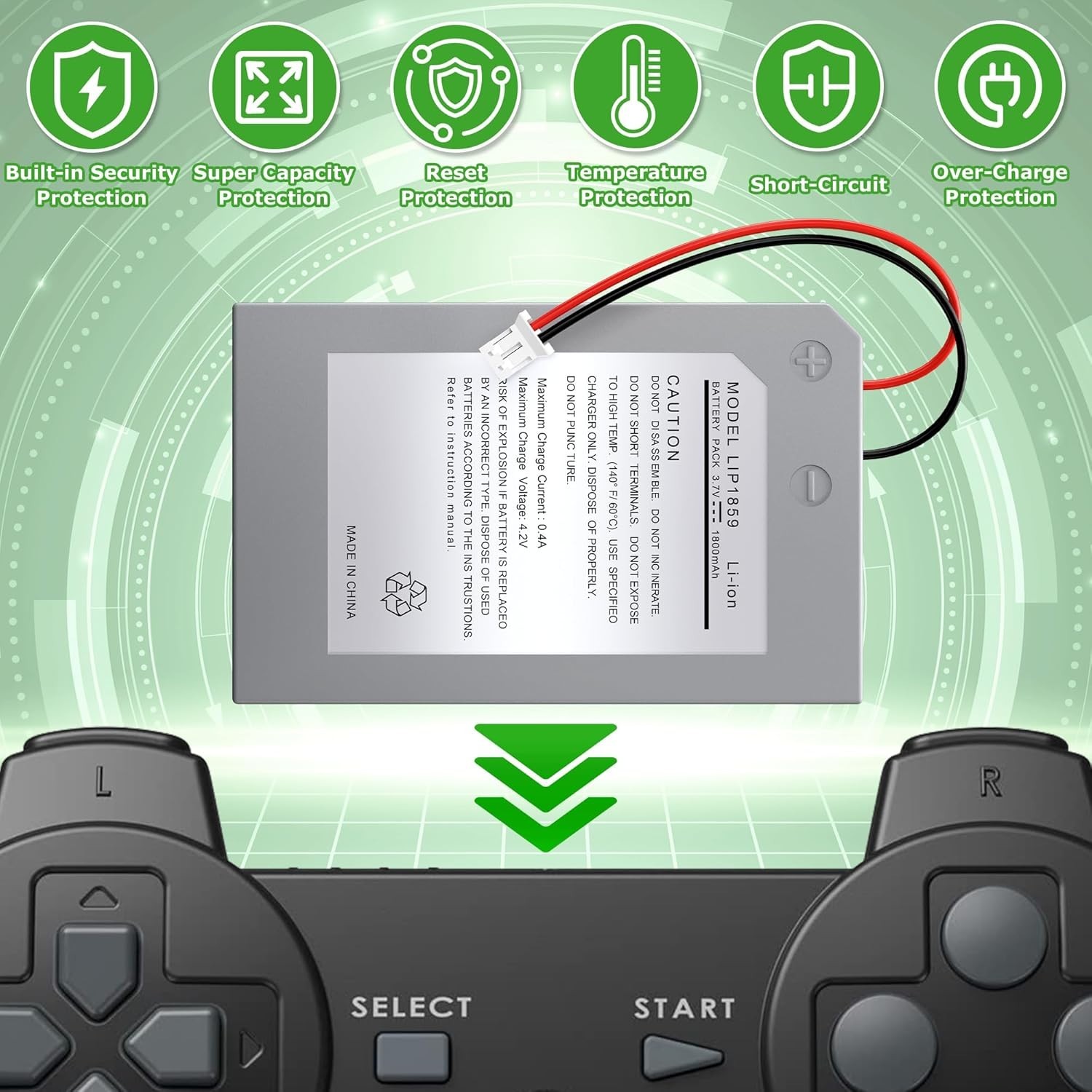 2-Pack 1800mAh Battery for PS3 Wireless Controller – Safe & Reliable Power