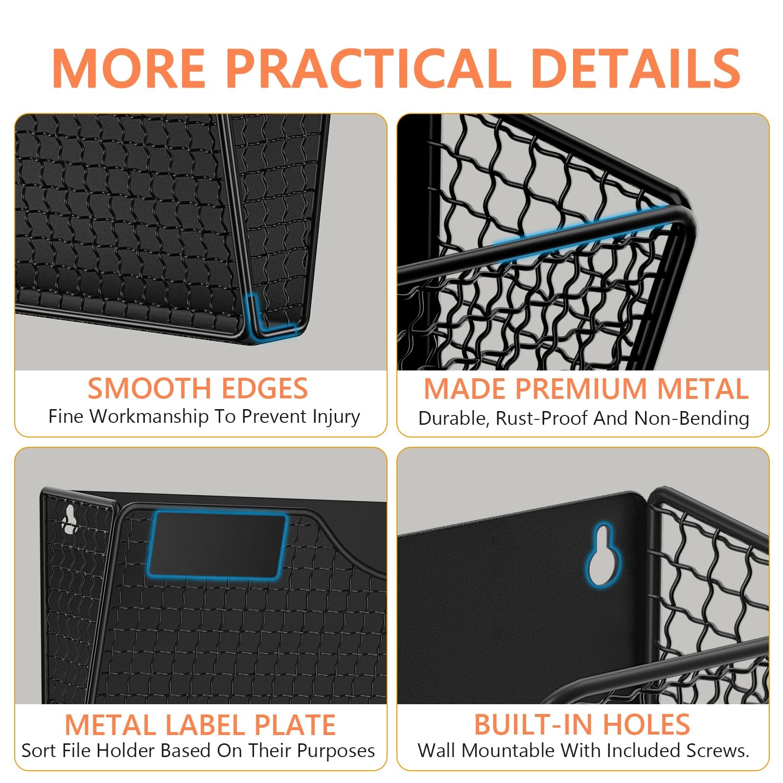 Mftek Magnetic File Holder 4 Pockets Magnetic File Folder Holder No Drilling
