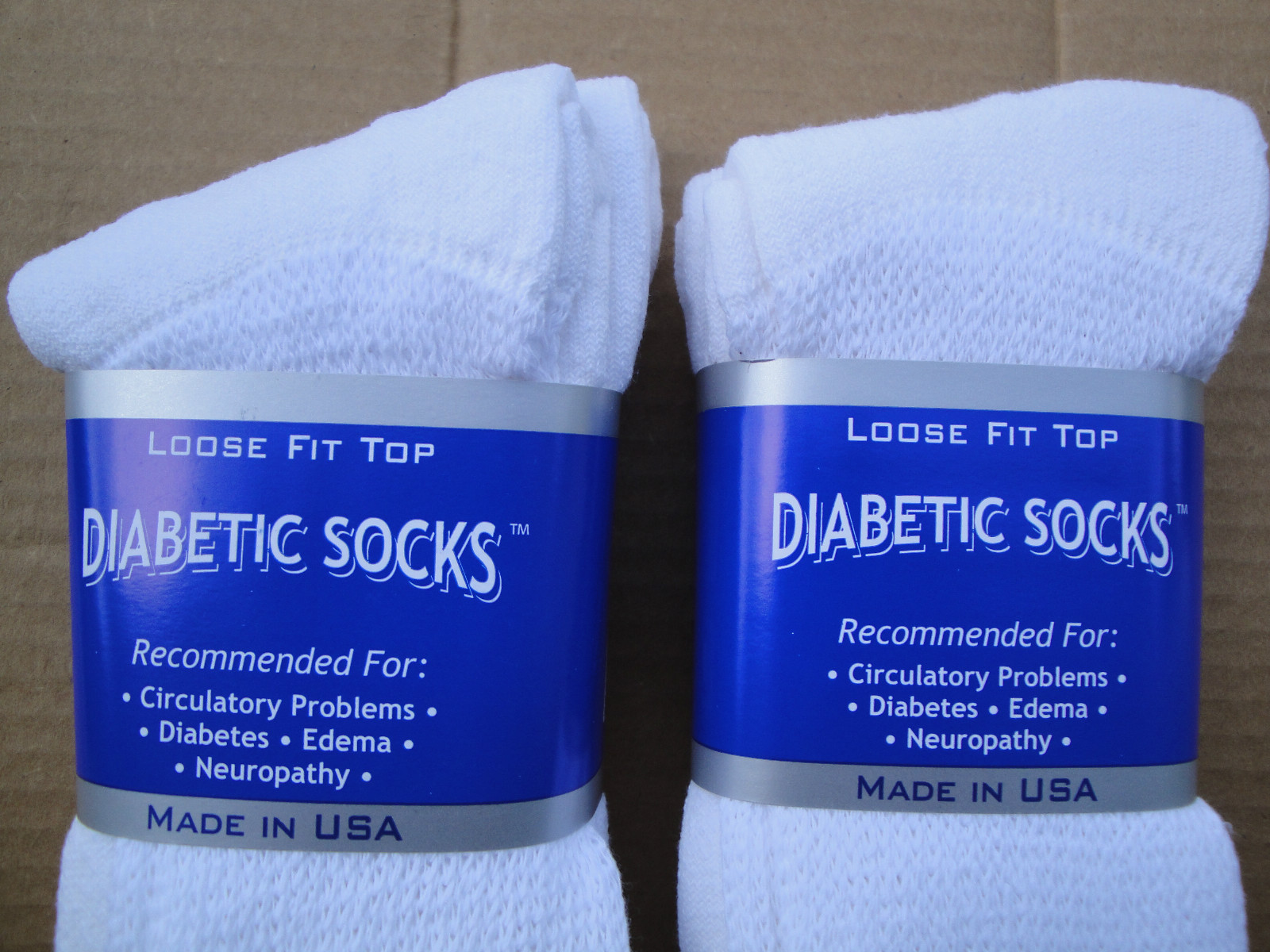 BEST QUALITY 6 pair of mens white Diabetic crew socks 10-13 size MADE IN USA