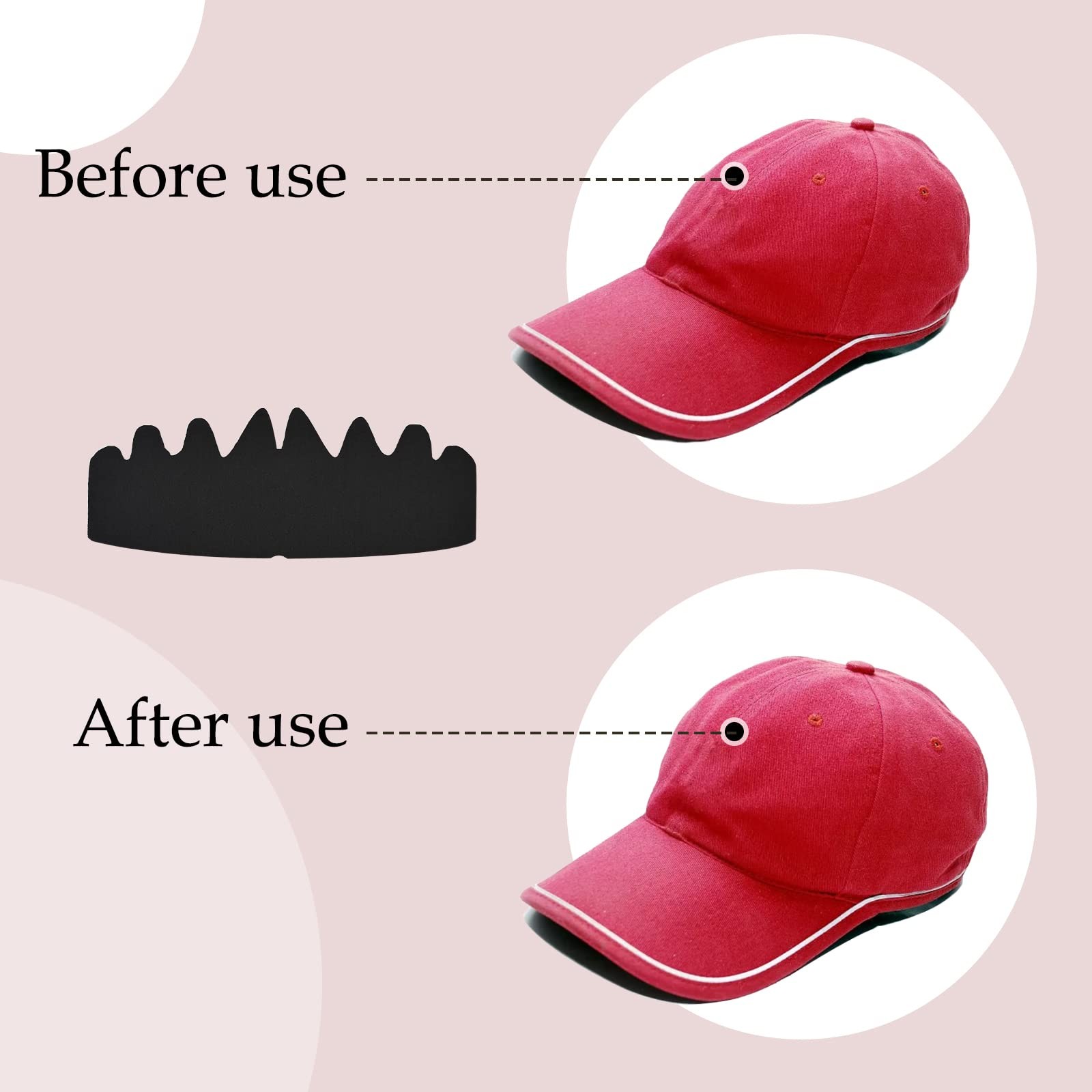 5 Pcs Black Baseball Cap Inserts - Flexible, 26cm x 10cm x 0.15cm,