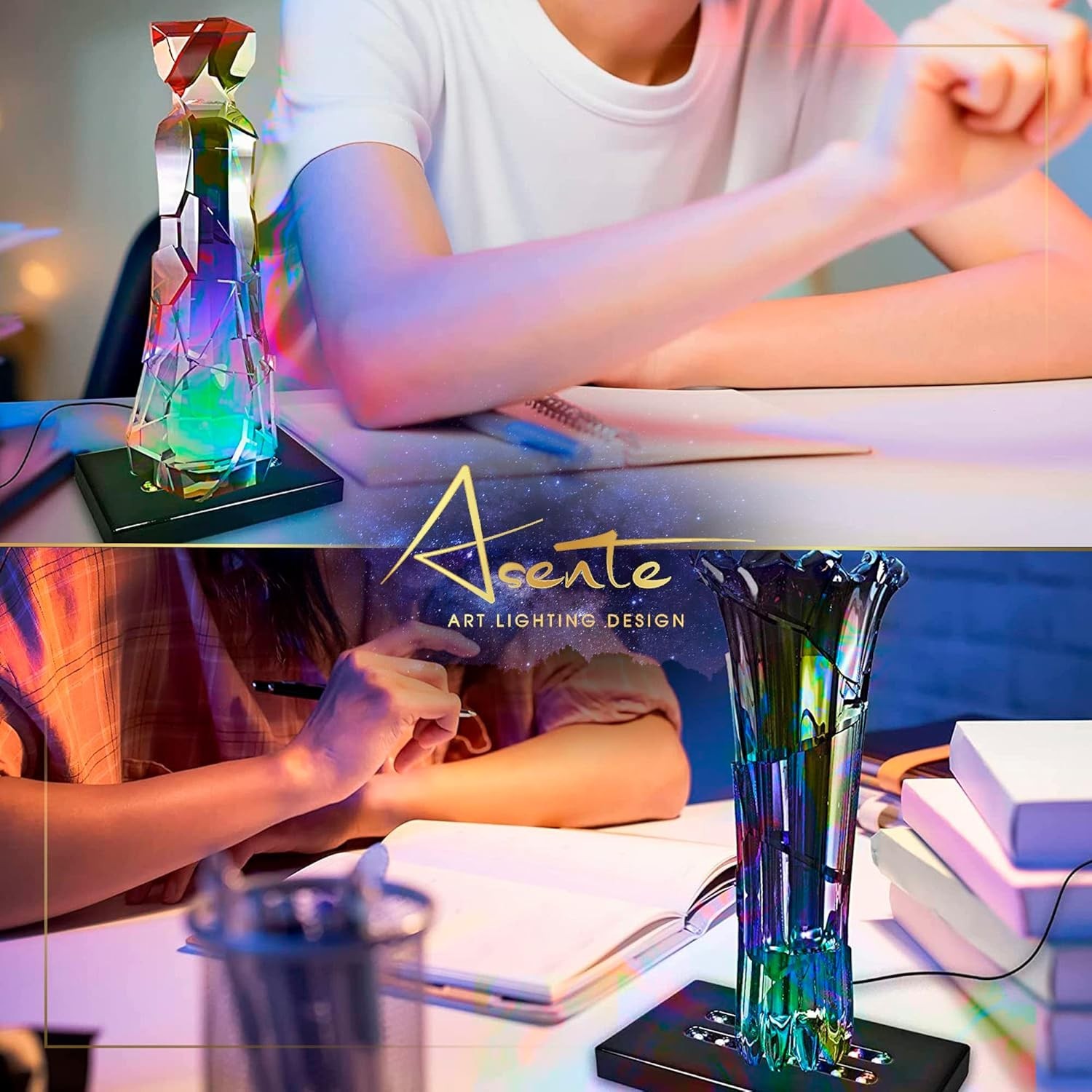 LED Lighted Display Base for Glass Art, Acrylic Centerpieces, Matte Black