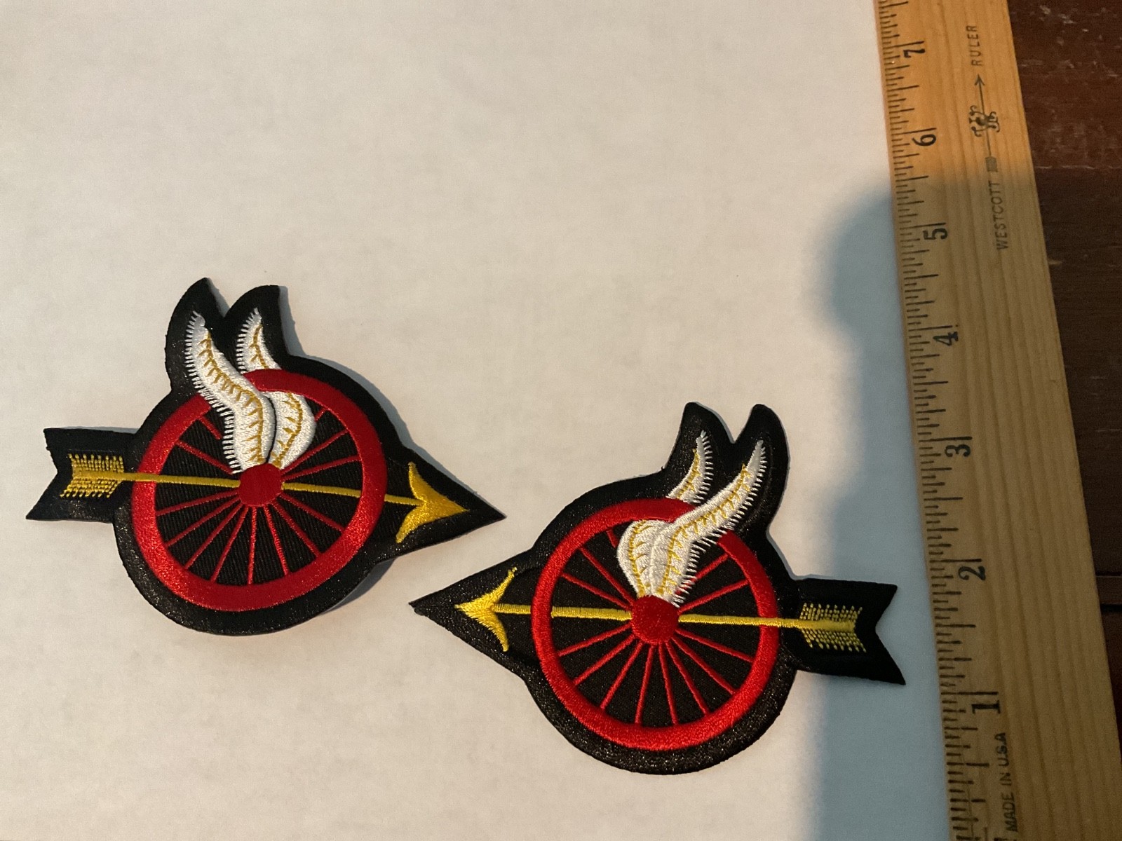 Wings and wheels Motorcycle patch  2 pieces New Left and right Set