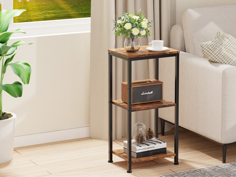 3 Tier End Table, Tall Nightstand for Small Spaces, Tall Side Table with