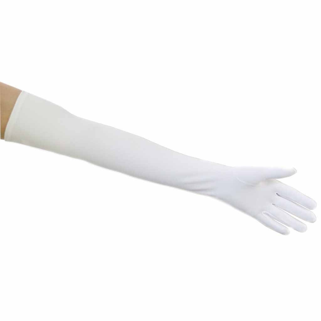 Matte Satin Opera Length Gloves, White