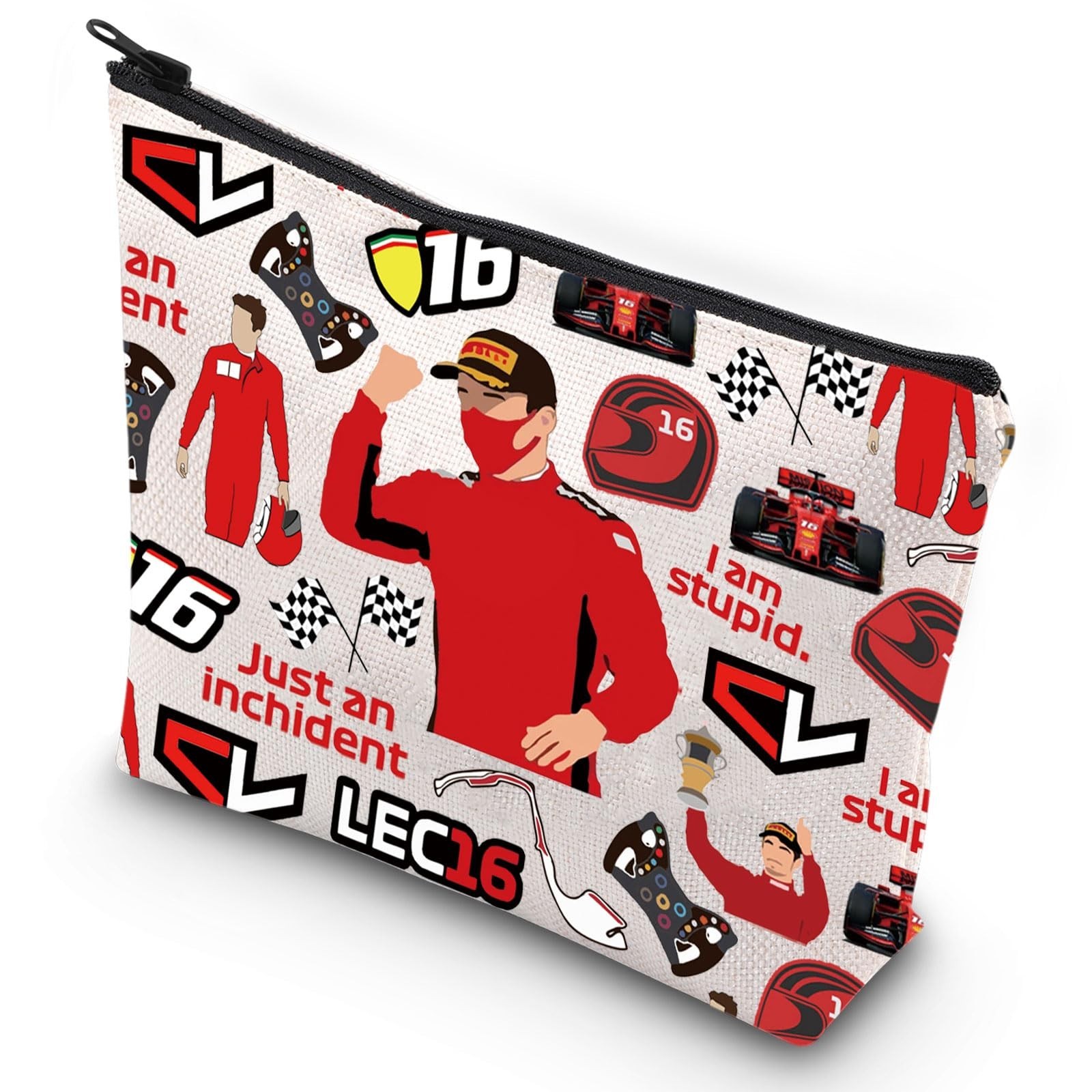 G2TUP Funny Racing Cosmetic Bag Racing Fans Gifts Just An Incident Racer Zipp...