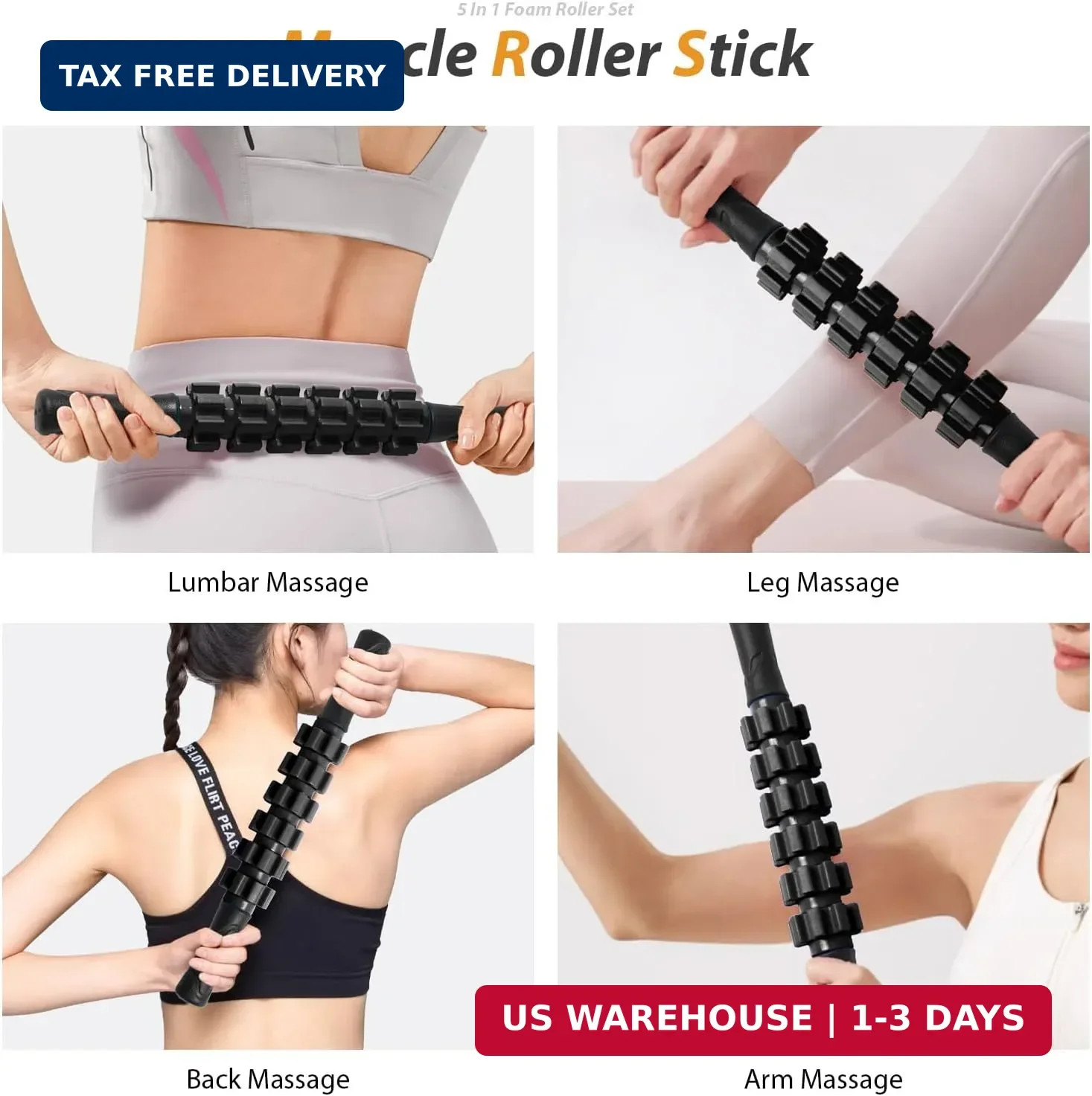 5 in1 Foam Roller Set, Trigger Point Foam Roller Deep Tissue | Massage Roller St