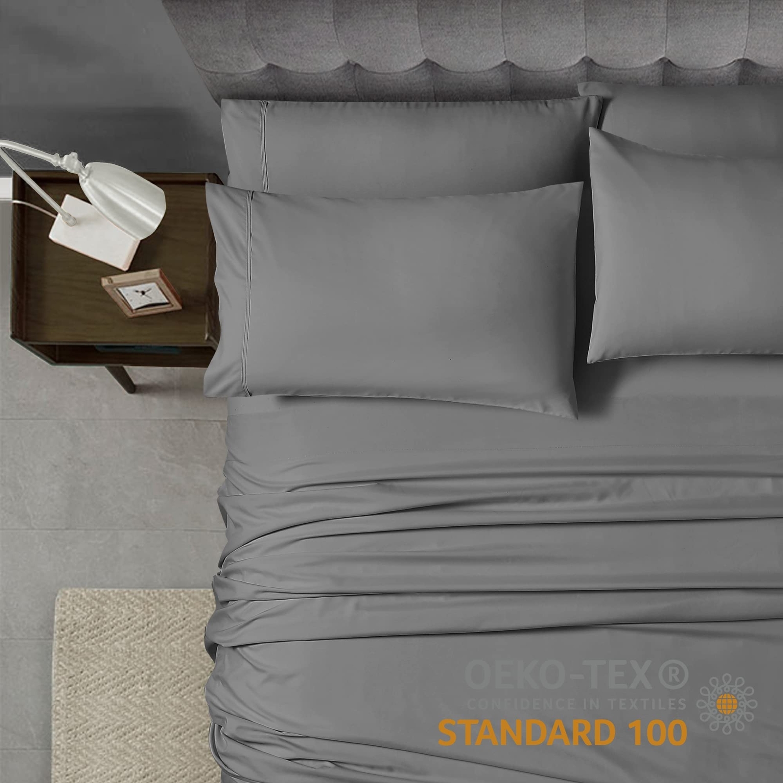 Cathay Home 4 pcs Sheet Set, Queen, Gray