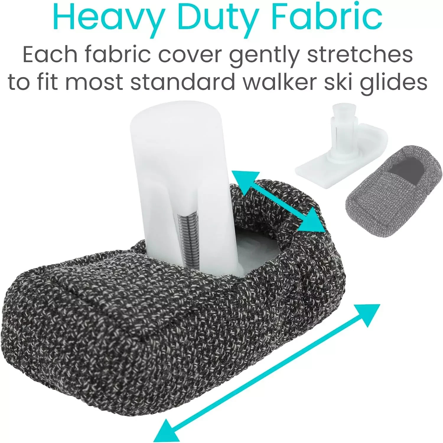 Walker Ski Glide Covers 4 PCS - Heavy Duty Removable Padded Replacement Caps- Un