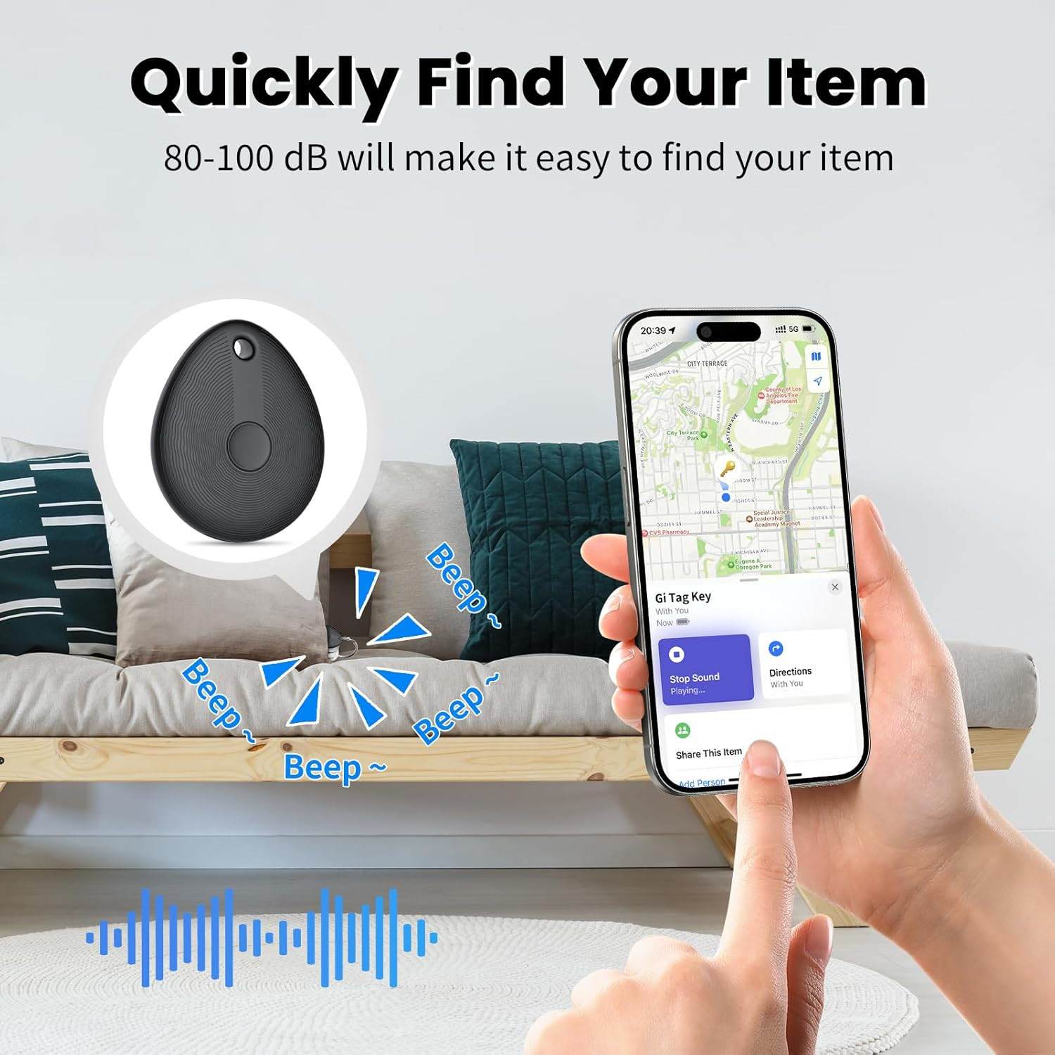 Air Tracker Tags 4-Pack [Apple MFi Certified], Compatible with Apple Find My (iO