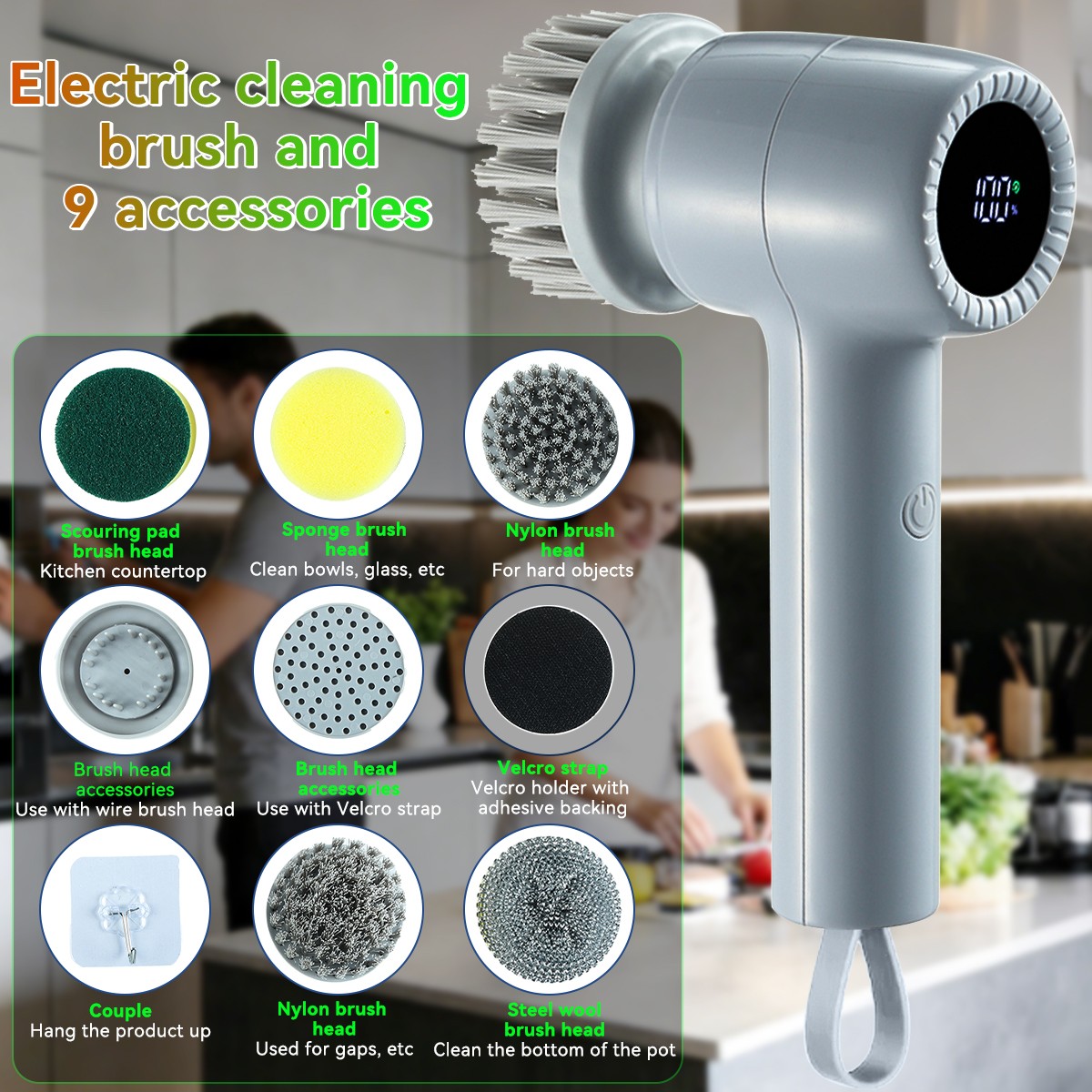 Electric Cordless Cleaning Brush Spin Scrubber Turbo Scrub Cleaner Rechargeable
