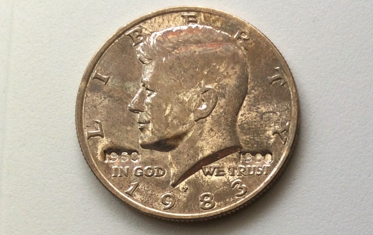 1983-P Kennedy Half Dollar! Gold Plated! 50¢ Coin Counter Stamped 1960-1980