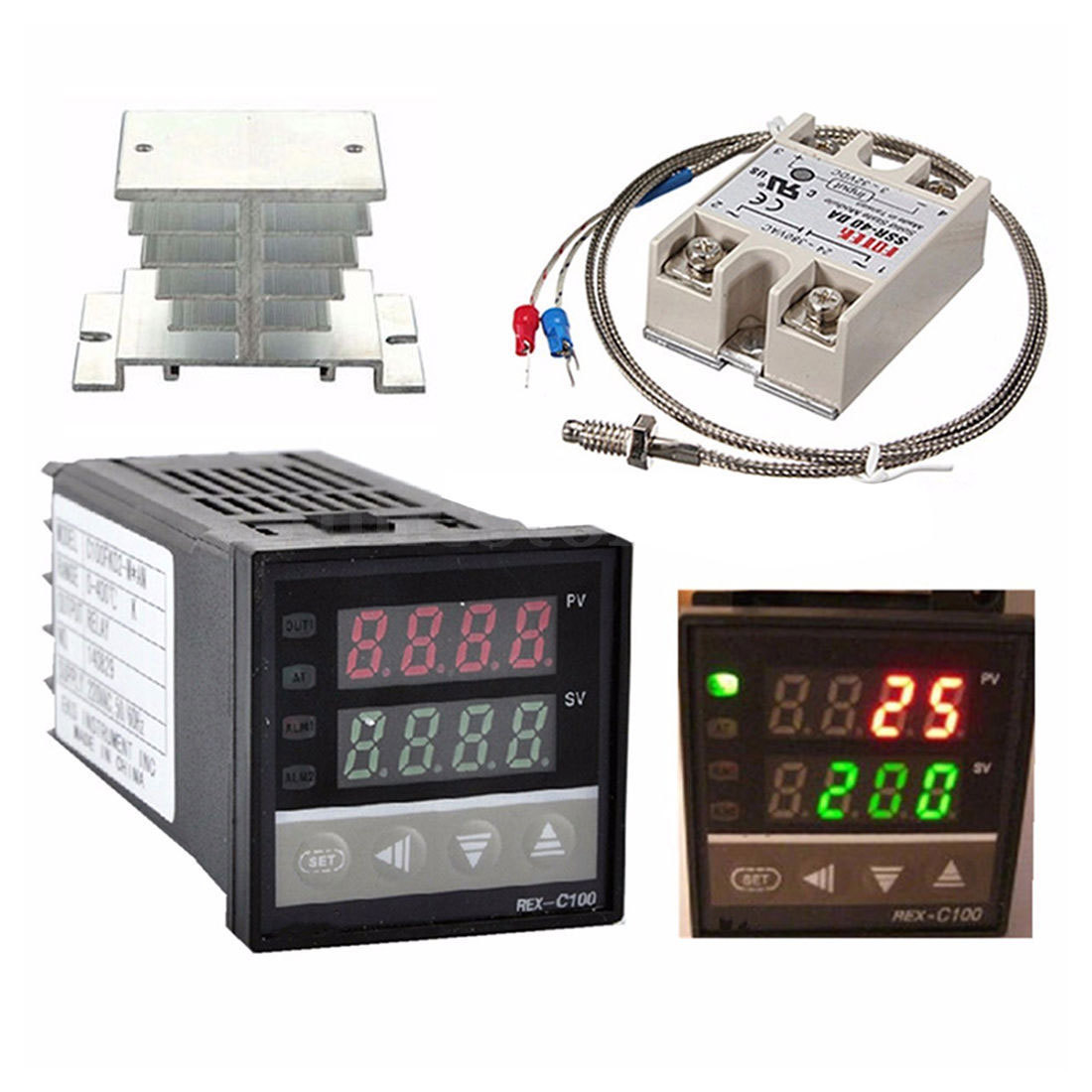 4PCS REX-C100 Digital LED PID Temperature Controller Kits AC 110V-240V