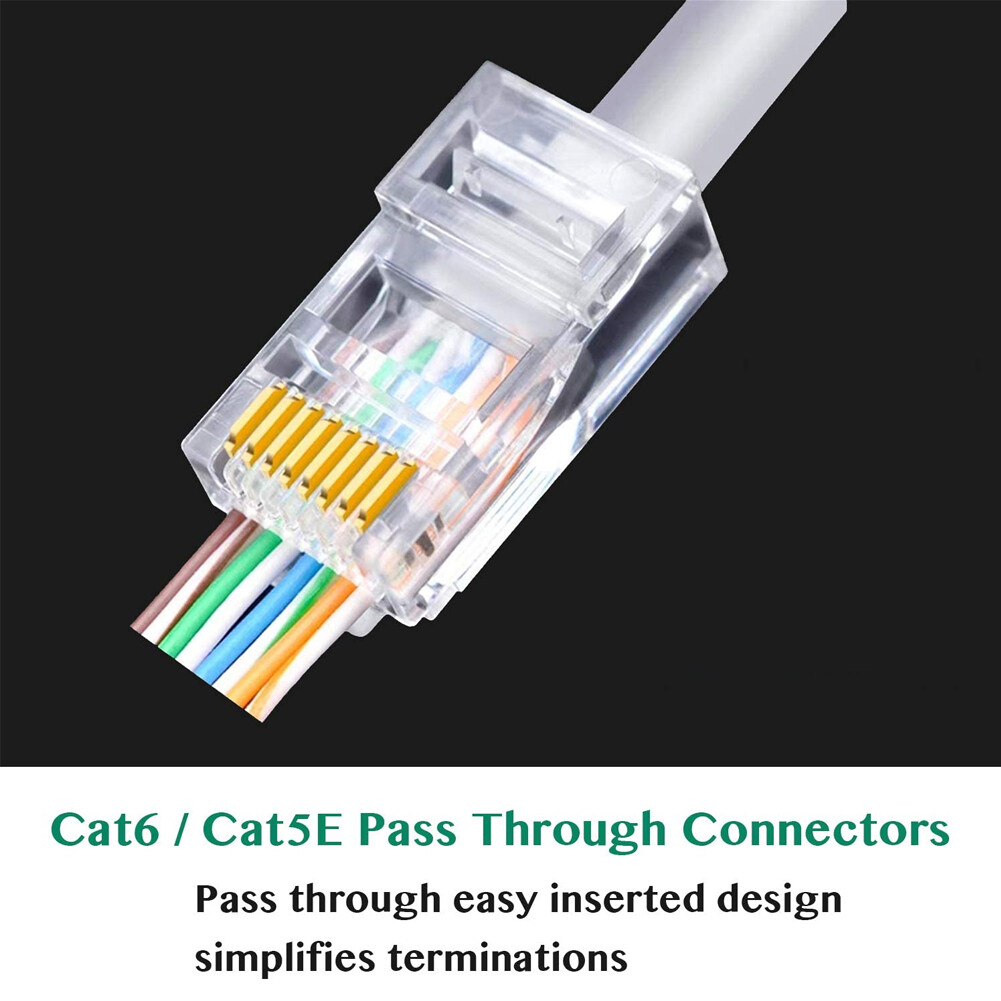 100pcs/set RJ45 Pass Through Modular Plug Network Cable Connector End 8P8C CAT6