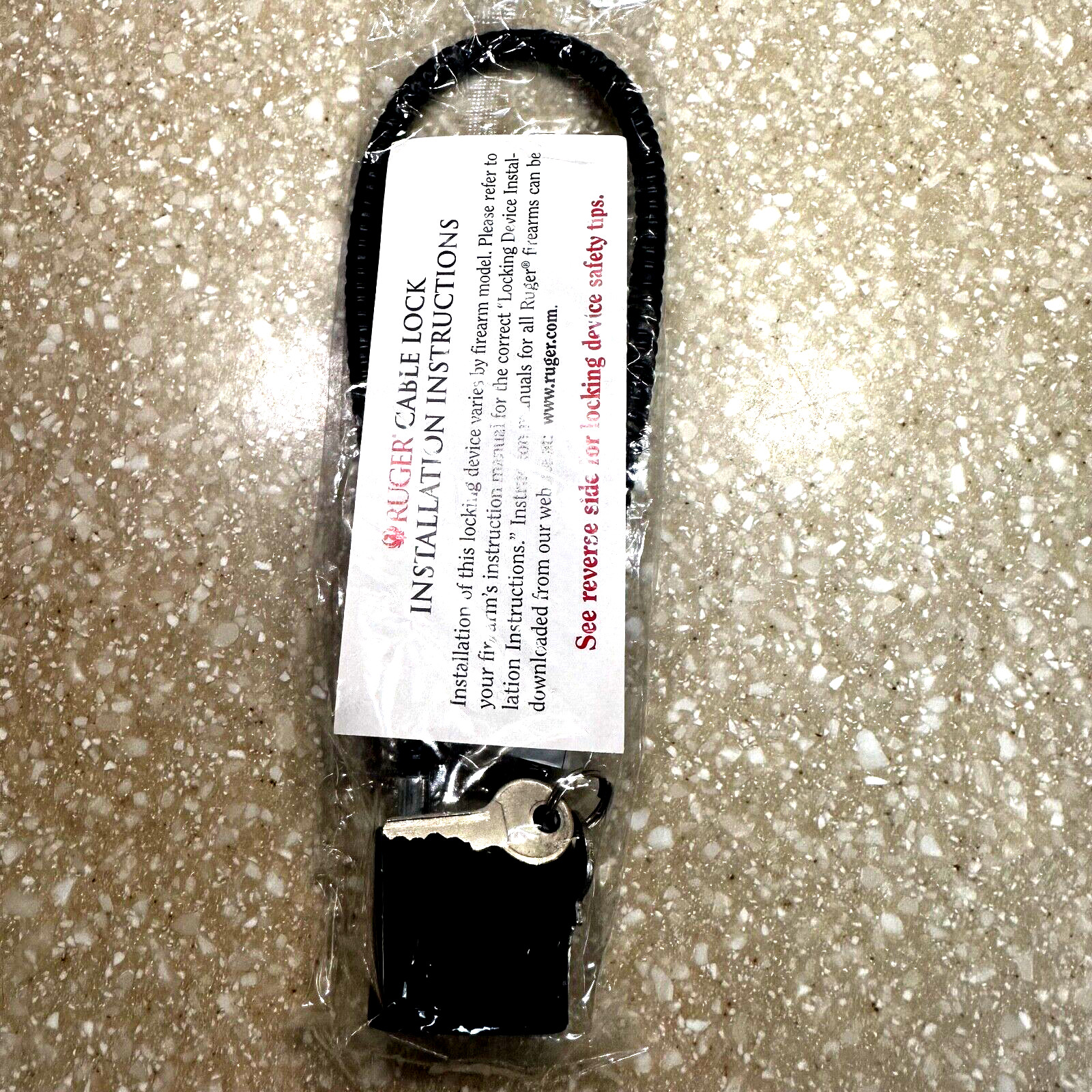 NEW Factory Ruger Cable Gun Lock Handgun Safety Lock w/ 2 Keys OEM R15LC1 8"