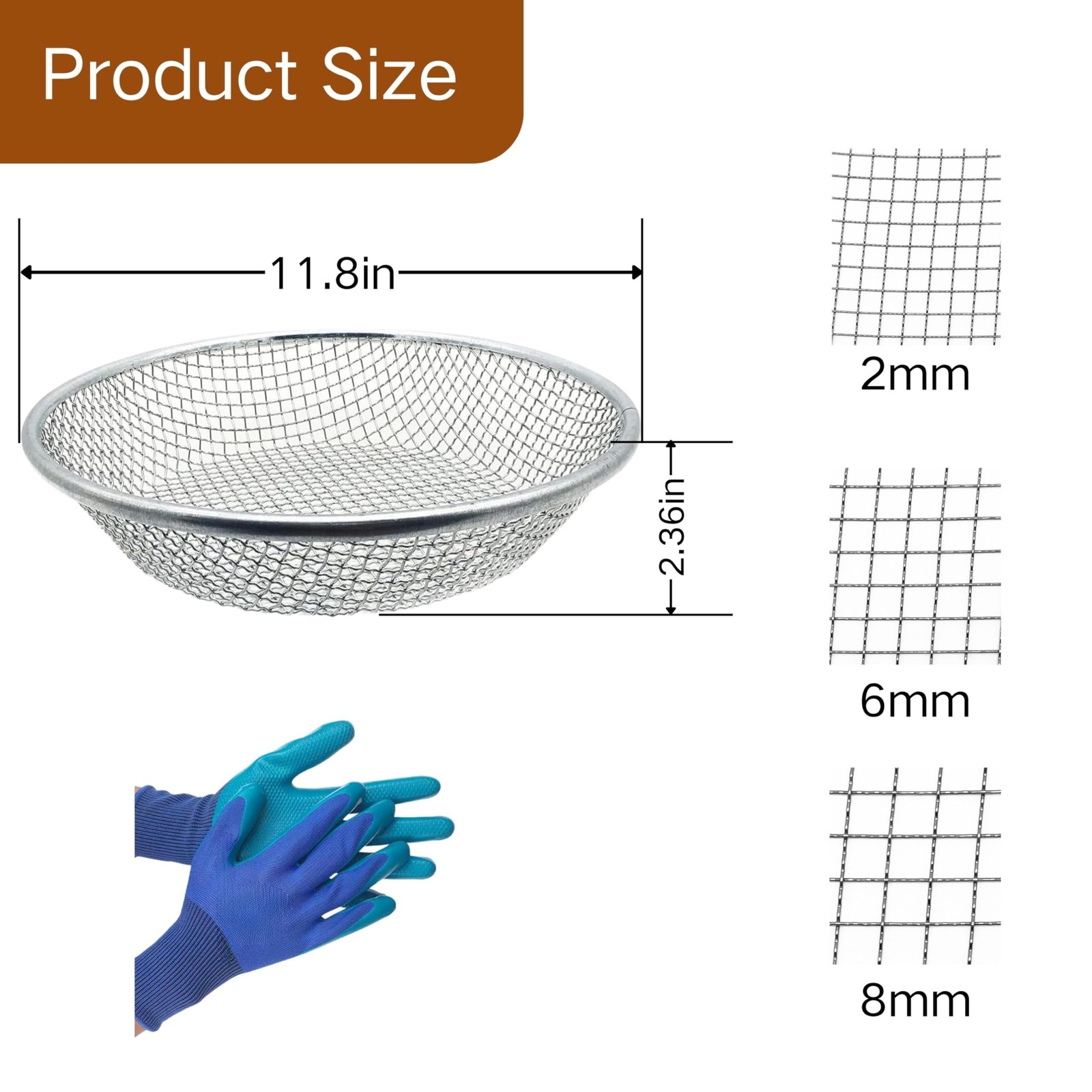 3PCS Soil Sifter for Gardening, Rock Sifter for 5gallon Bucket, Dirt Sifter C...