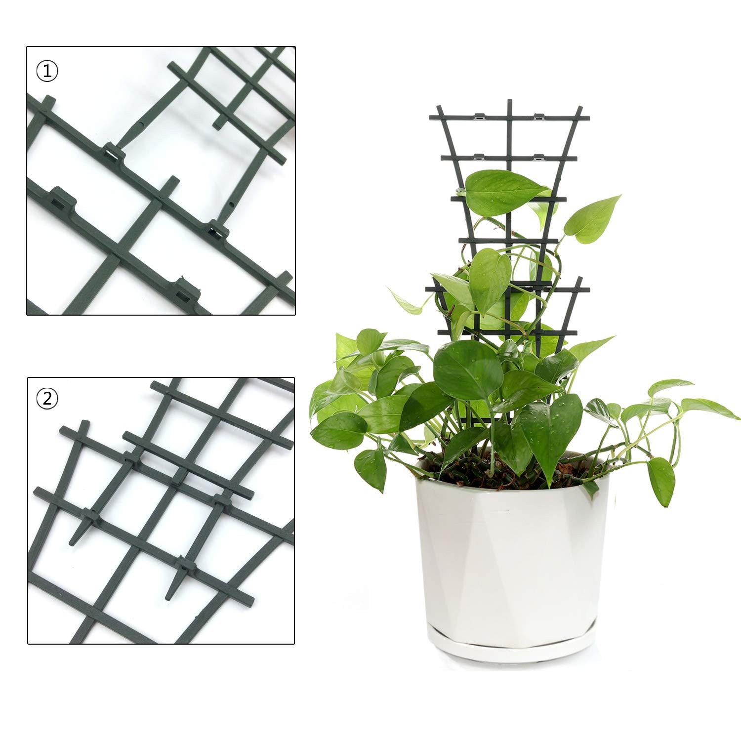 Feitore Plant Trellis Indoor, 6Pcs Stackable 6 Pcs, Dark Green