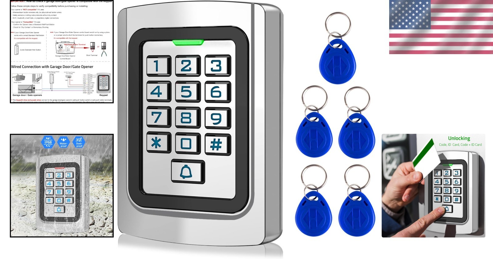 Wired Access Control Keypad Waterproof Keyless Entry System for Garage Door