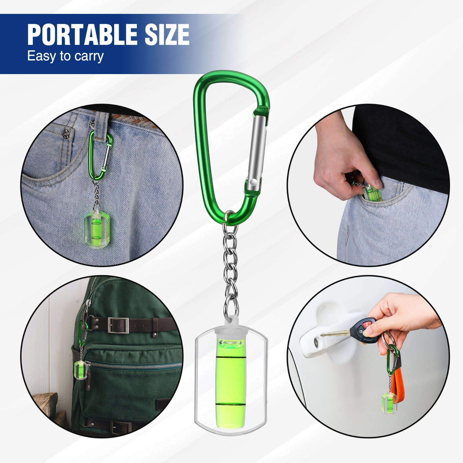 3-Pack Small Bubble Level with Keychain Mini Pocket Tool Spirit Level