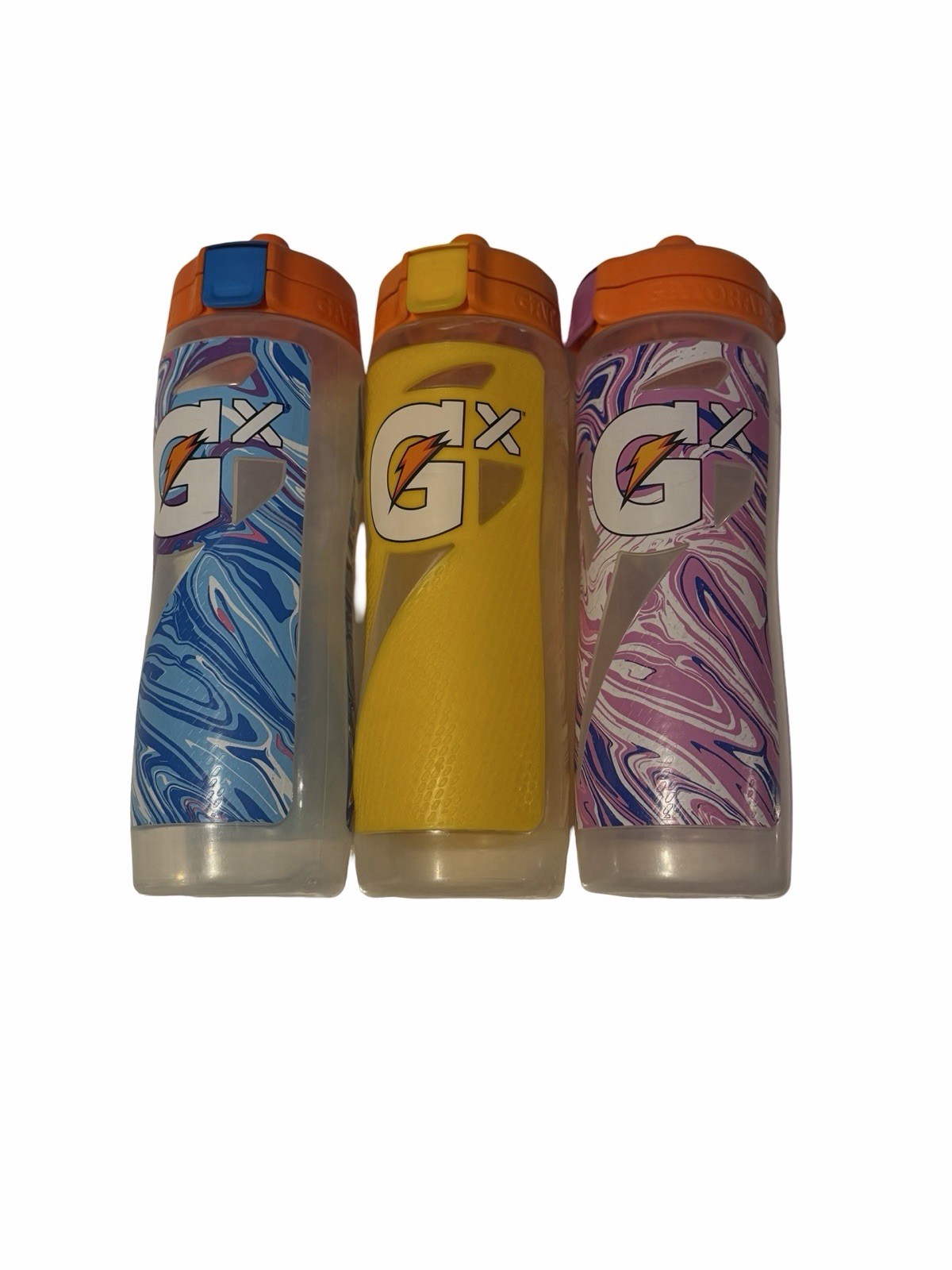 Lot Of 3 Gatorade GX Squeeze Water Bottles 30oz Reusable Flip Top Free Shipping