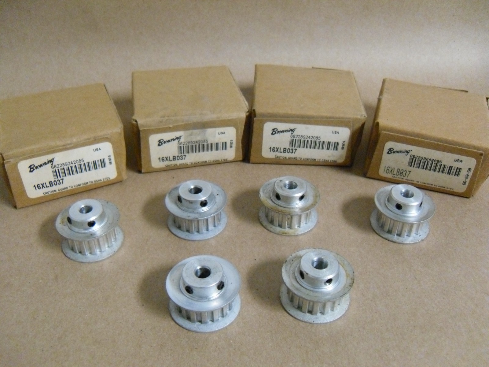 (Qty 6) BROWNING 16XLB037 ALUMINUM TIMING PULLEY