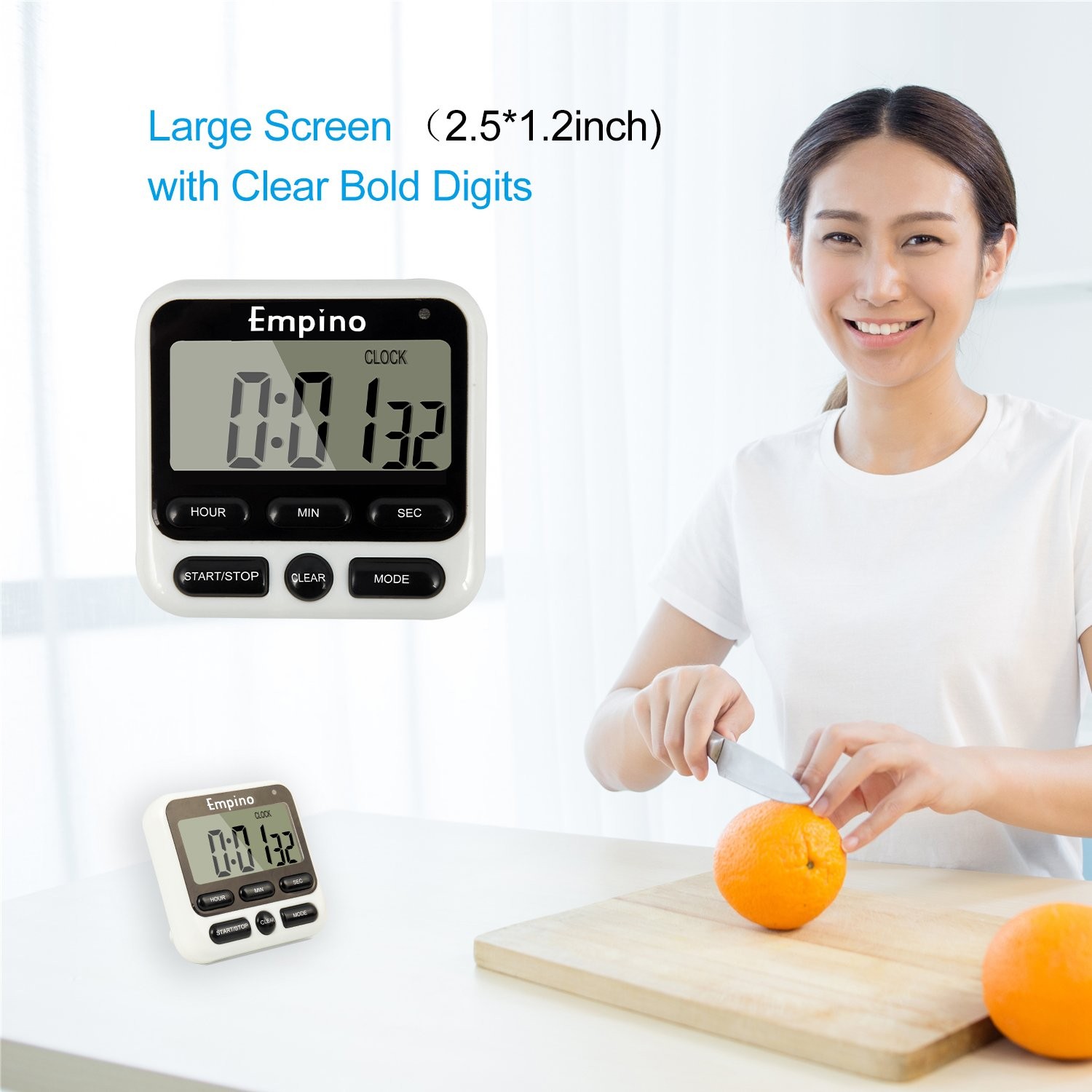 Digital Kitchen Timer - Empino Upgraded 24-Hours Cooking Timer Clock Countdow...