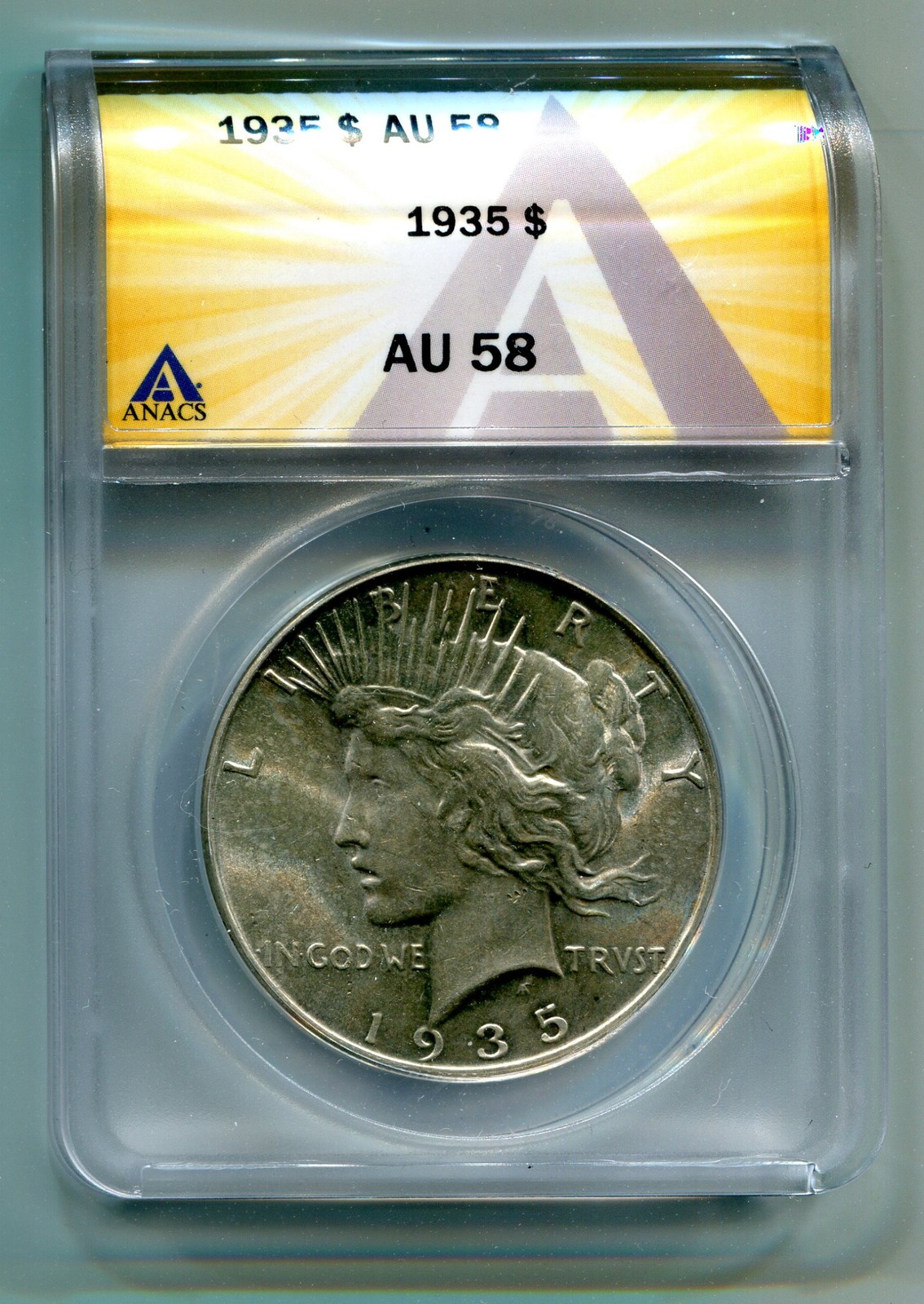 1935 PEACE SILVER DOLLAR ANACS AU 58 NICE ORIGINAL COIN BOBS COINS FAST SHIP