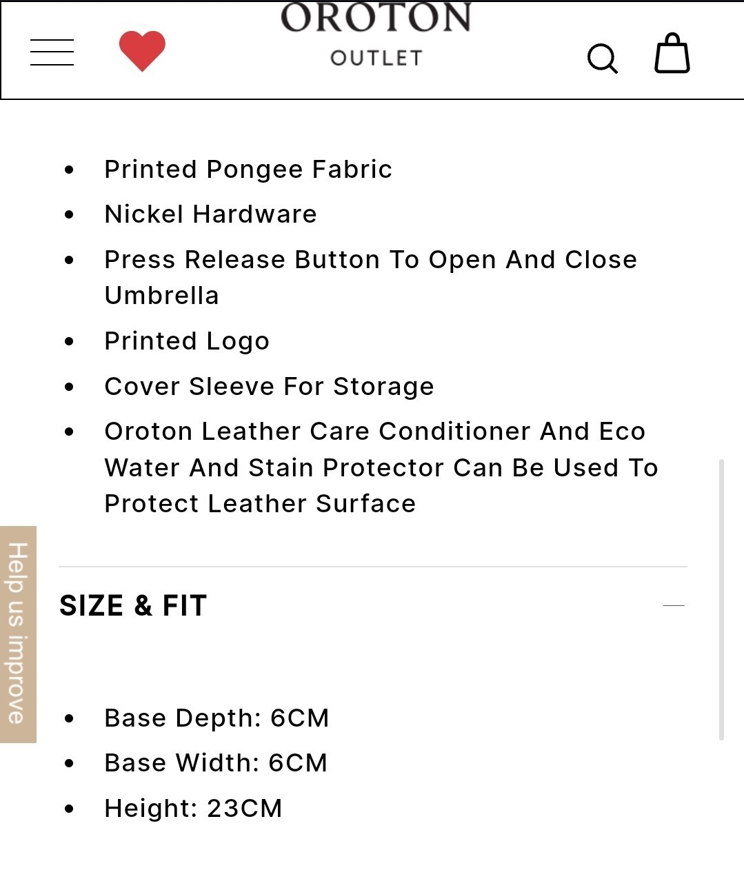 Oroton Small Umbrella, Retail Price $80