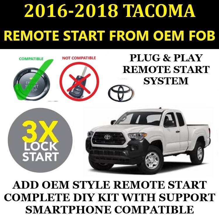 Remote Start Kit for 2016-2018 TOYOTA TACOMA PTS Plug and Play 3X Lock