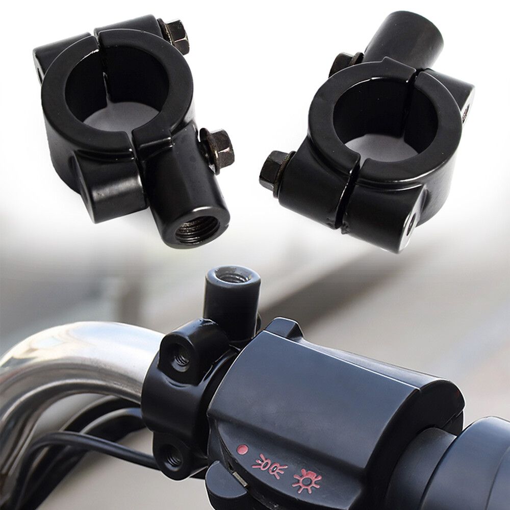 Pair 7/8" 10MM Motorcycle Handlebar Mirror Thread Mount Adaptor Holder Clamp M10